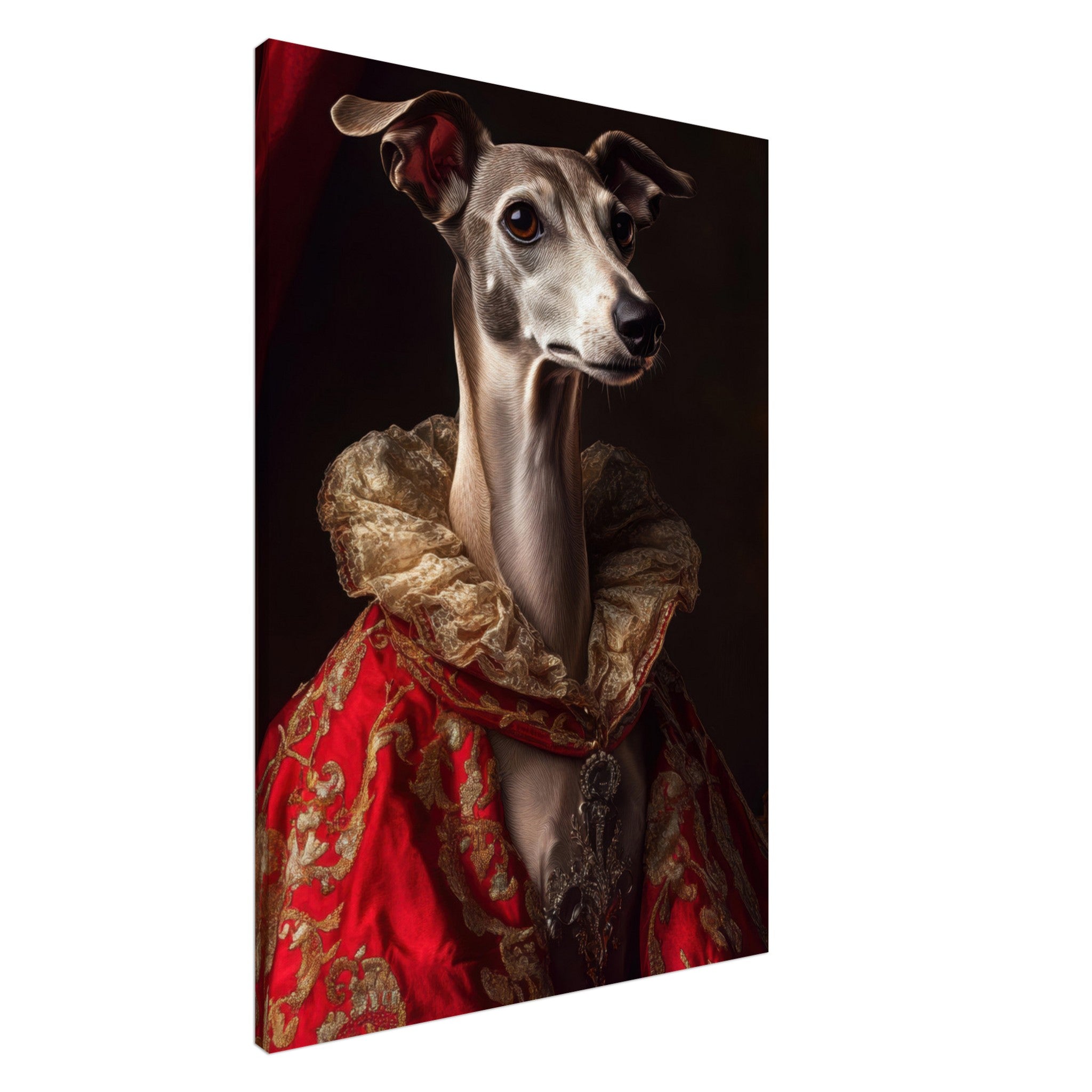 Canvas Portrait - Elegant Baroque Greyhound Portrait A sleek grey 5 - Shop Ai Art WebShop - Digital Art online Store