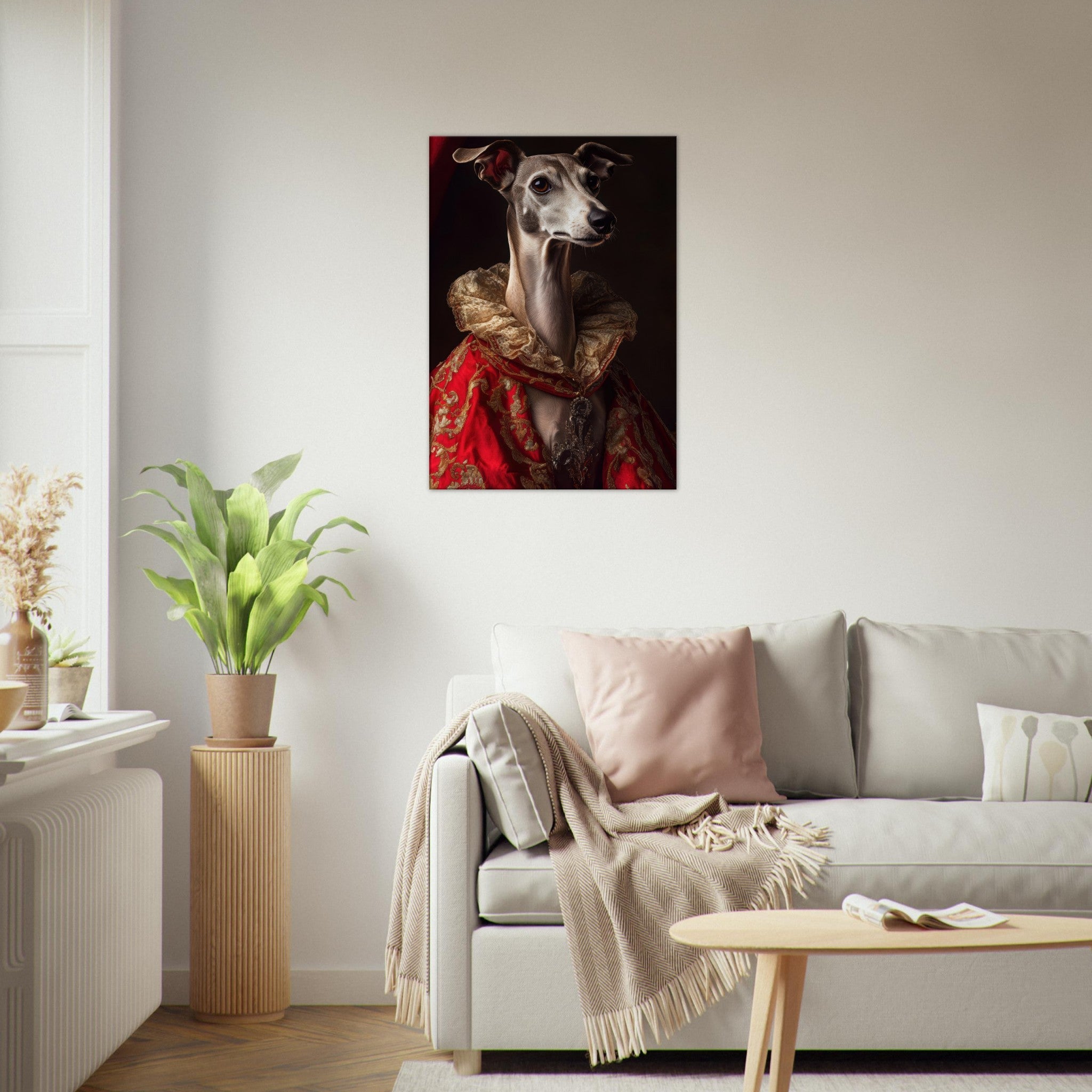 Canvas Portrait - Elegant Baroque Greyhound Portrait A sleek grey 5 - Shop Ai Art WebShop - Digital Art online Store