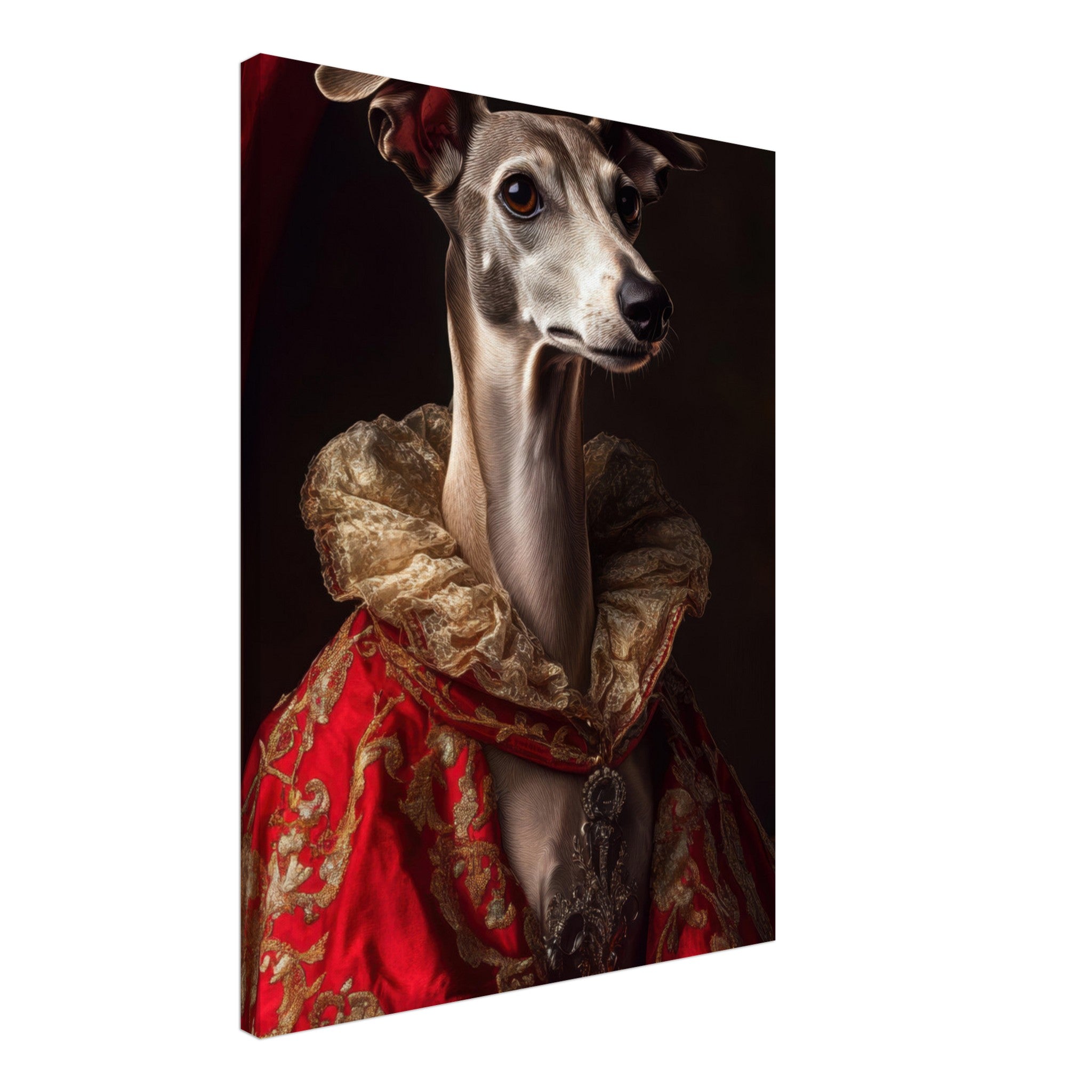 Canvas Portrait - Elegant Baroque Greyhound Portrait A sleek grey 5 - Shop Ai Art WebShop - Digital Art online Store