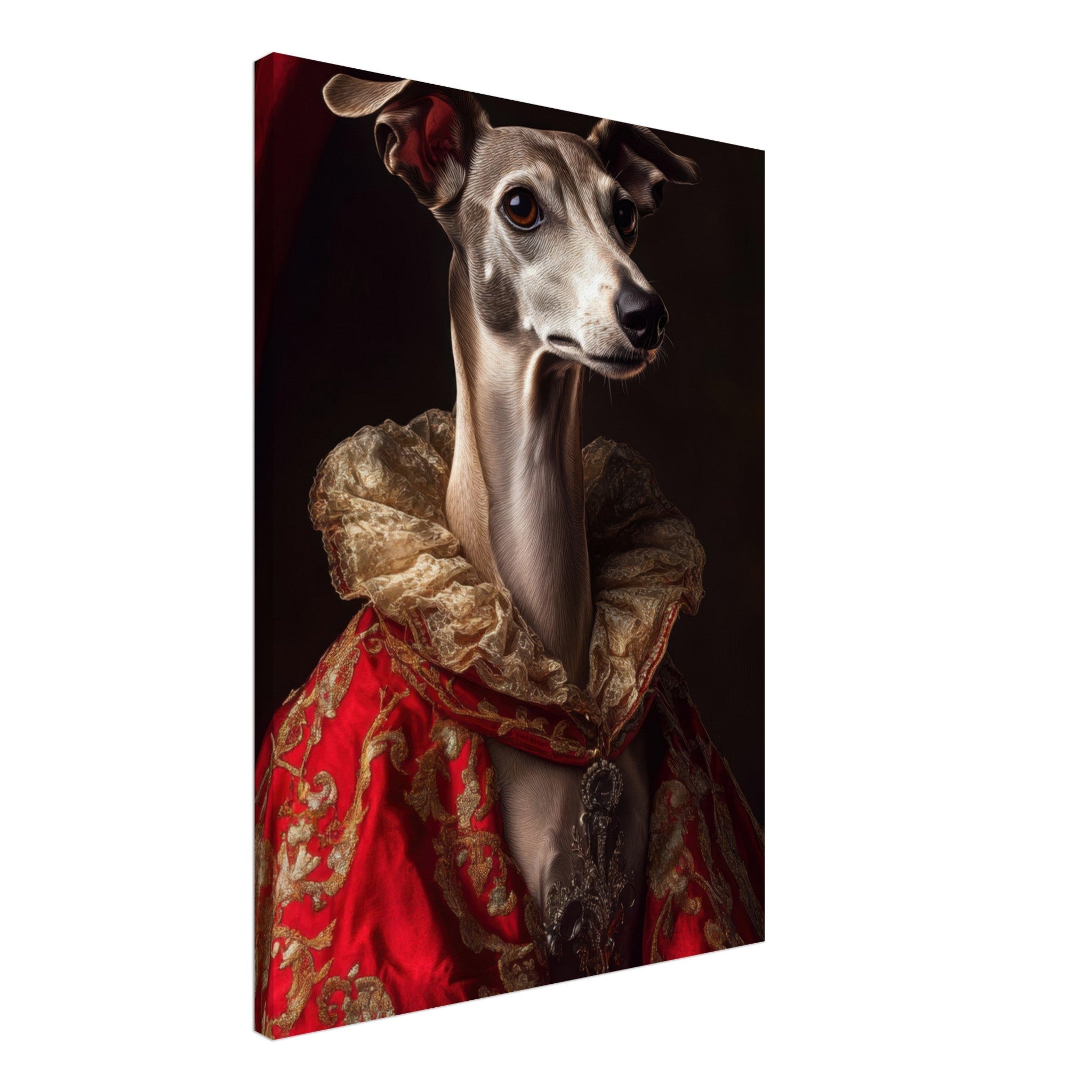 Canvas Portrait - Elegant Baroque Greyhound Portrait A sleek grey 5 - Shop Ai Art WebShop - Digital Art online Store