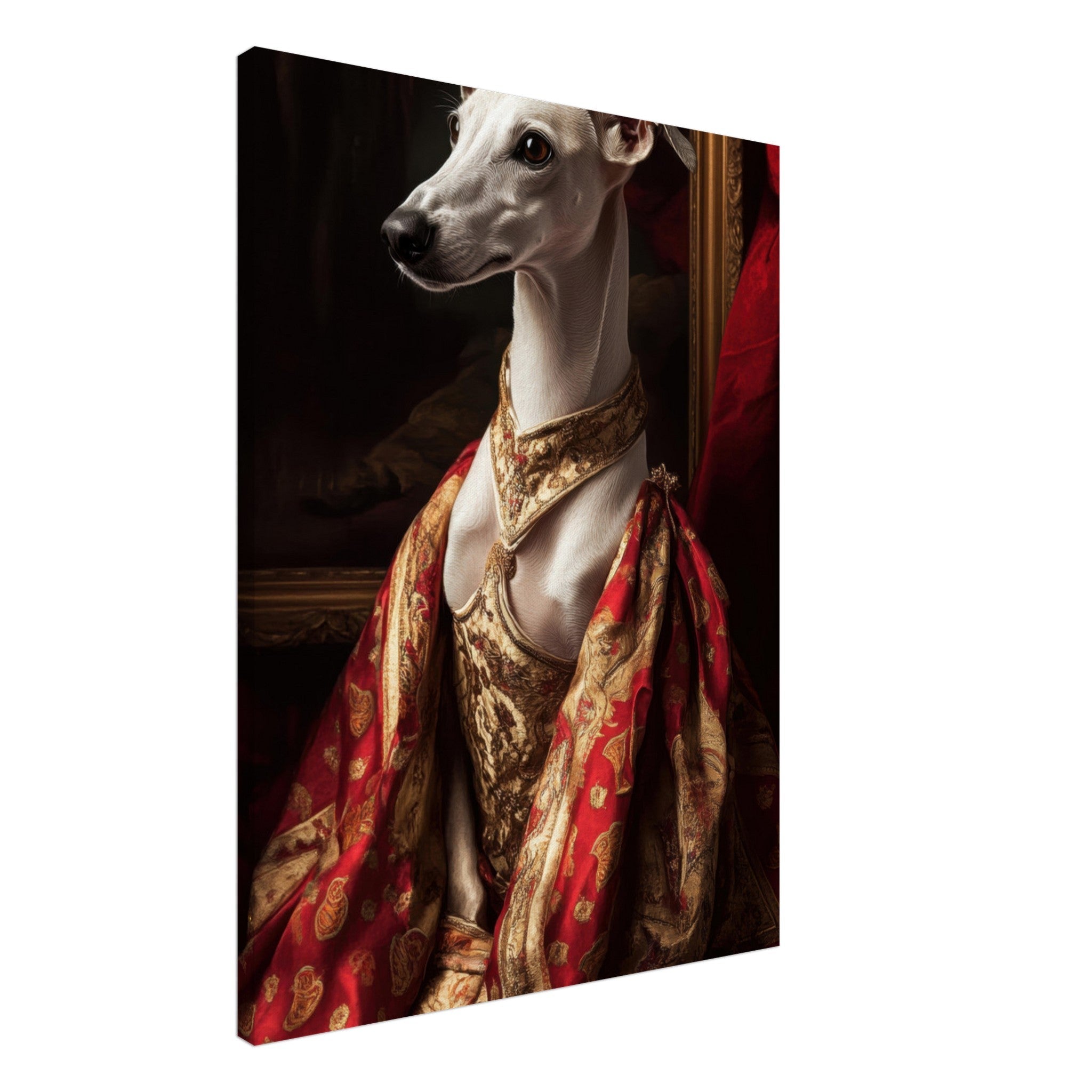 Canvas Portrait - Elegant Baroque Greyhound Portrait A sleek grey - Shop Ai Art WebShop - Digital Art online Store