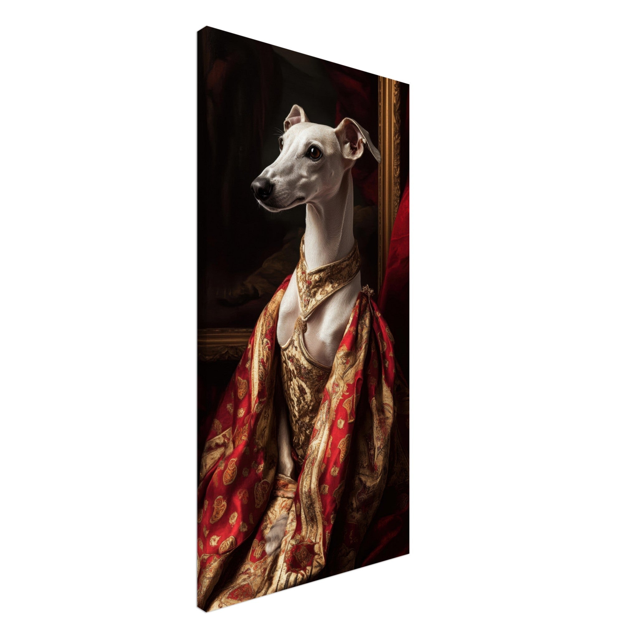 Canvas Portrait - Elegant Baroque Greyhound Portrait A sleek grey - Shop Ai Art WebShop - Digital Art online Store