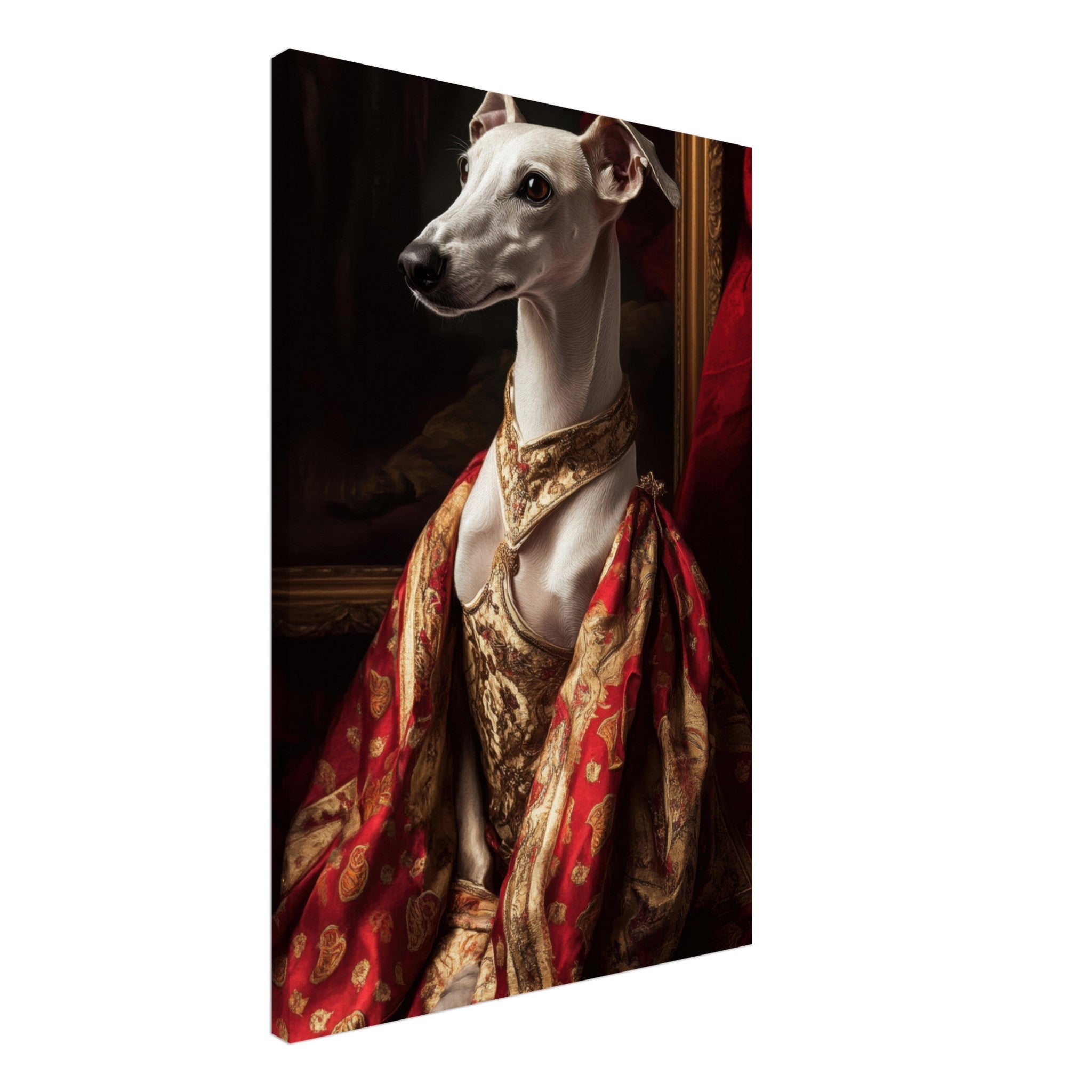 Canvas Portrait - Elegant Baroque Greyhound Portrait A sleek grey - Shop Ai Art WebShop - Digital Art online Store
