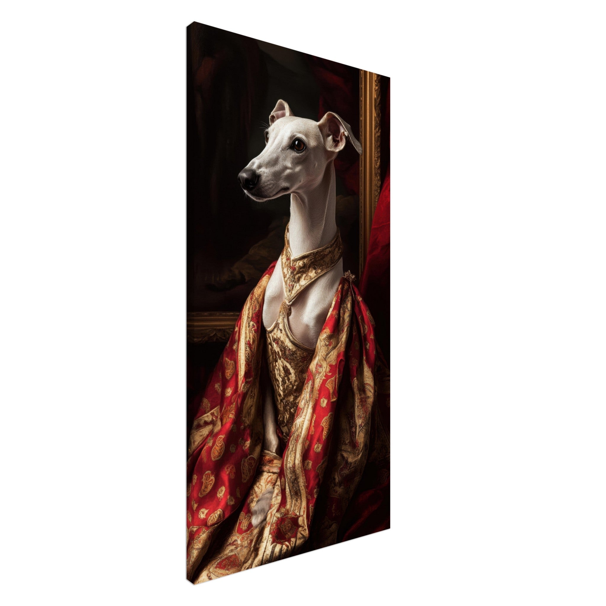 Canvas Portrait - Elegant Baroque Greyhound Portrait A sleek grey - Shop Ai Art WebShop - Digital Art online Store