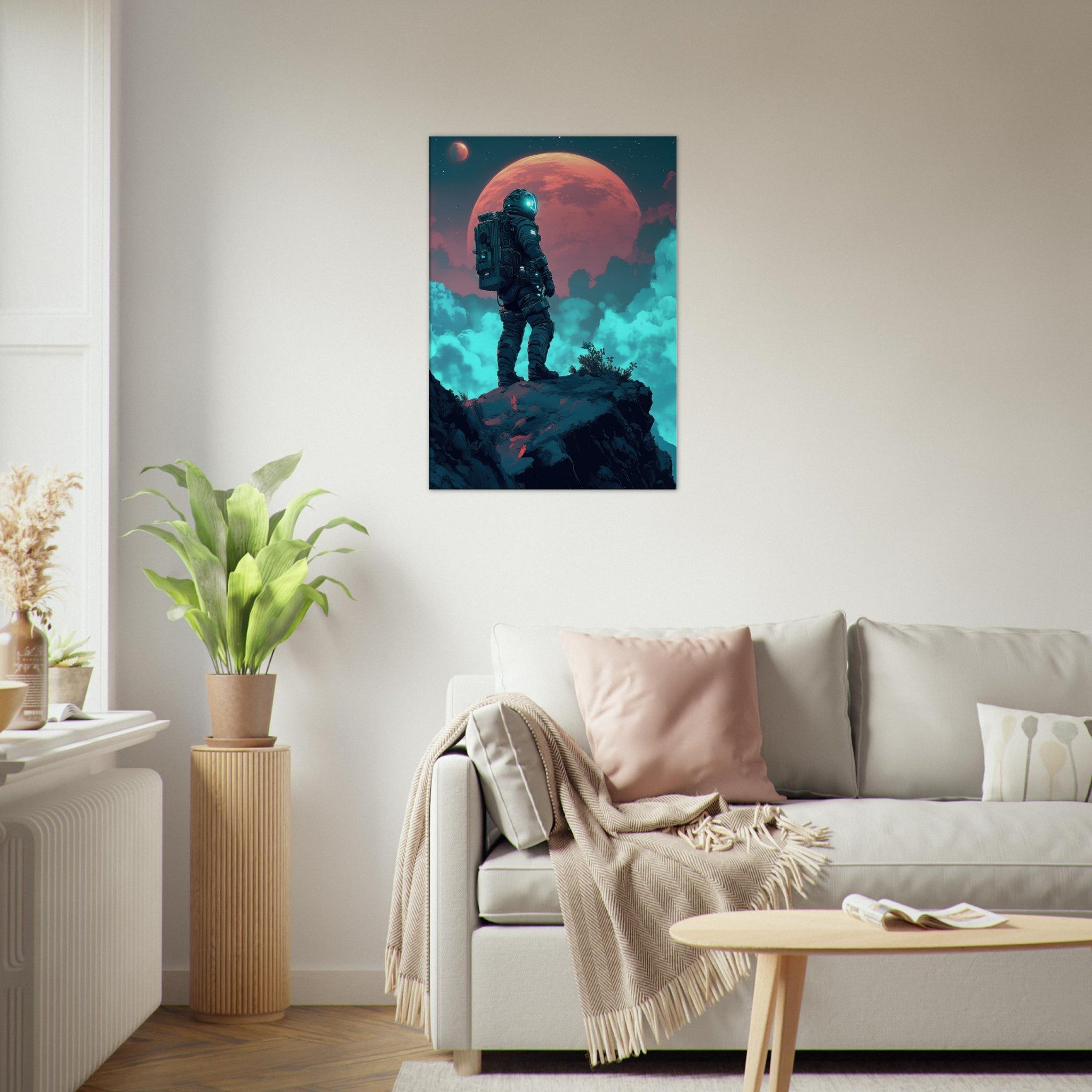 Canvas Portrait - Galactic Explorer in Alien Desert A lone strong 3 - Shop Ai Art WebShop - Digital Art online Store