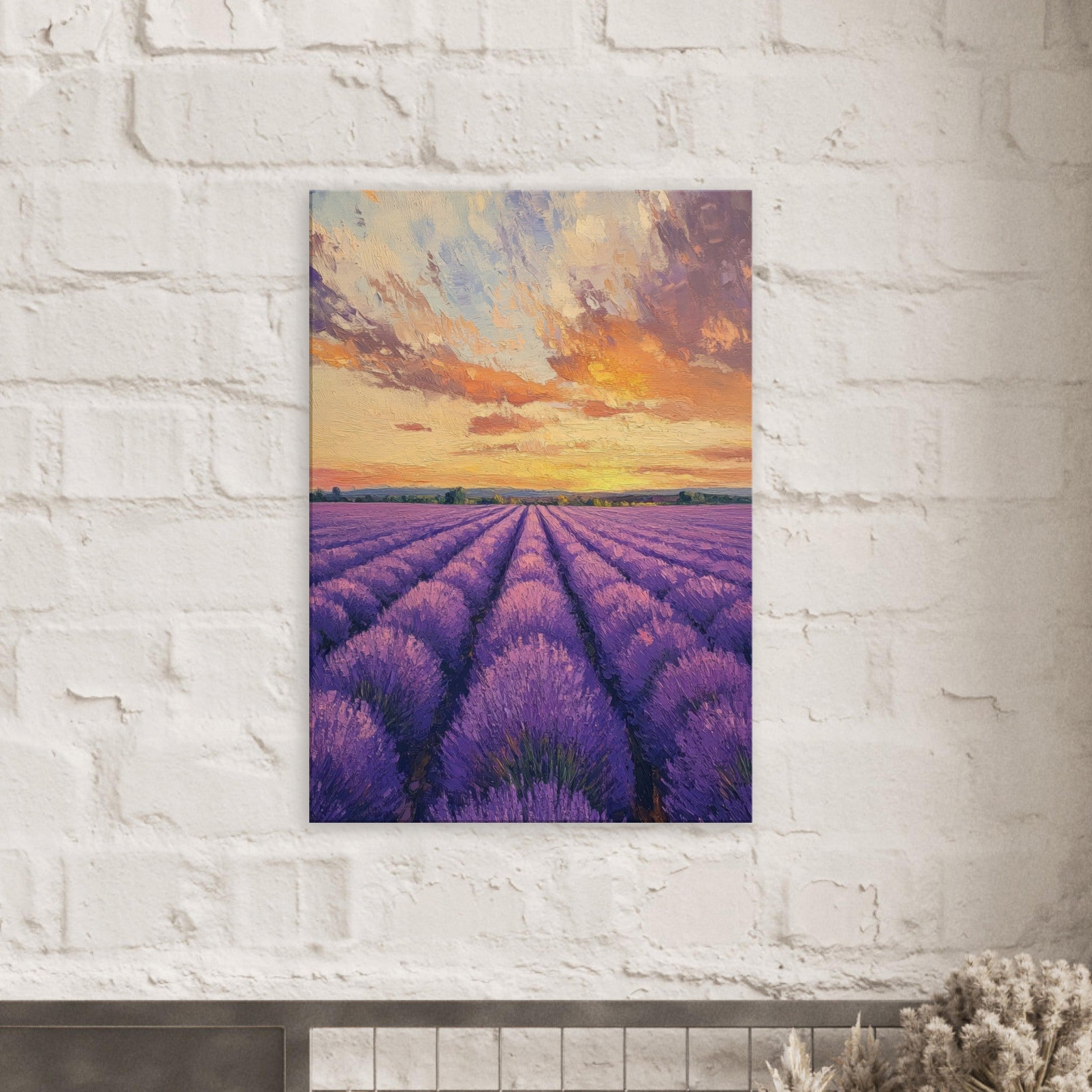 Canvas Portrait - Lavender Fields at Sunset A mesmerizing view - Shop Ai Art WebShop - Digital Art online Store