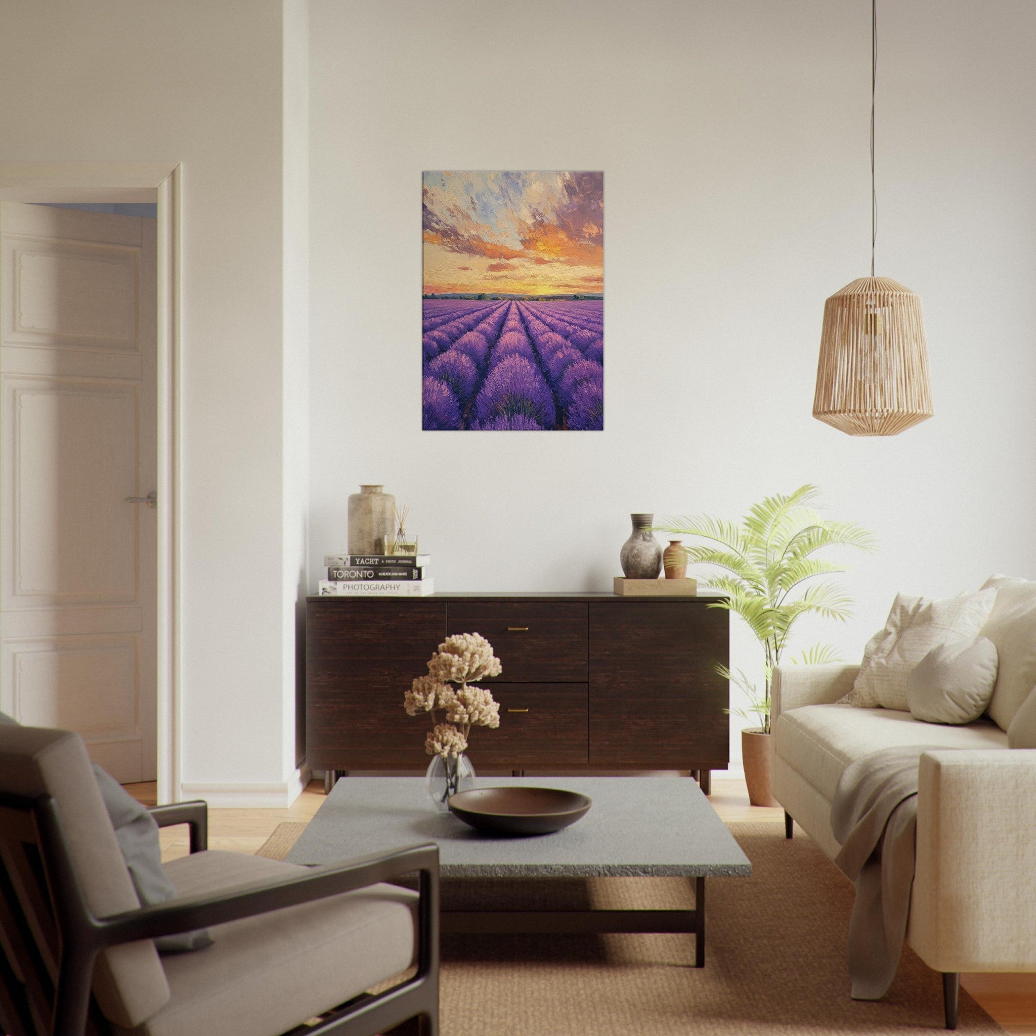 Canvas Portrait - Lavender Fields at Sunset A mesmerizing view - Shop Ai Art WebShop - Digital Art online Store