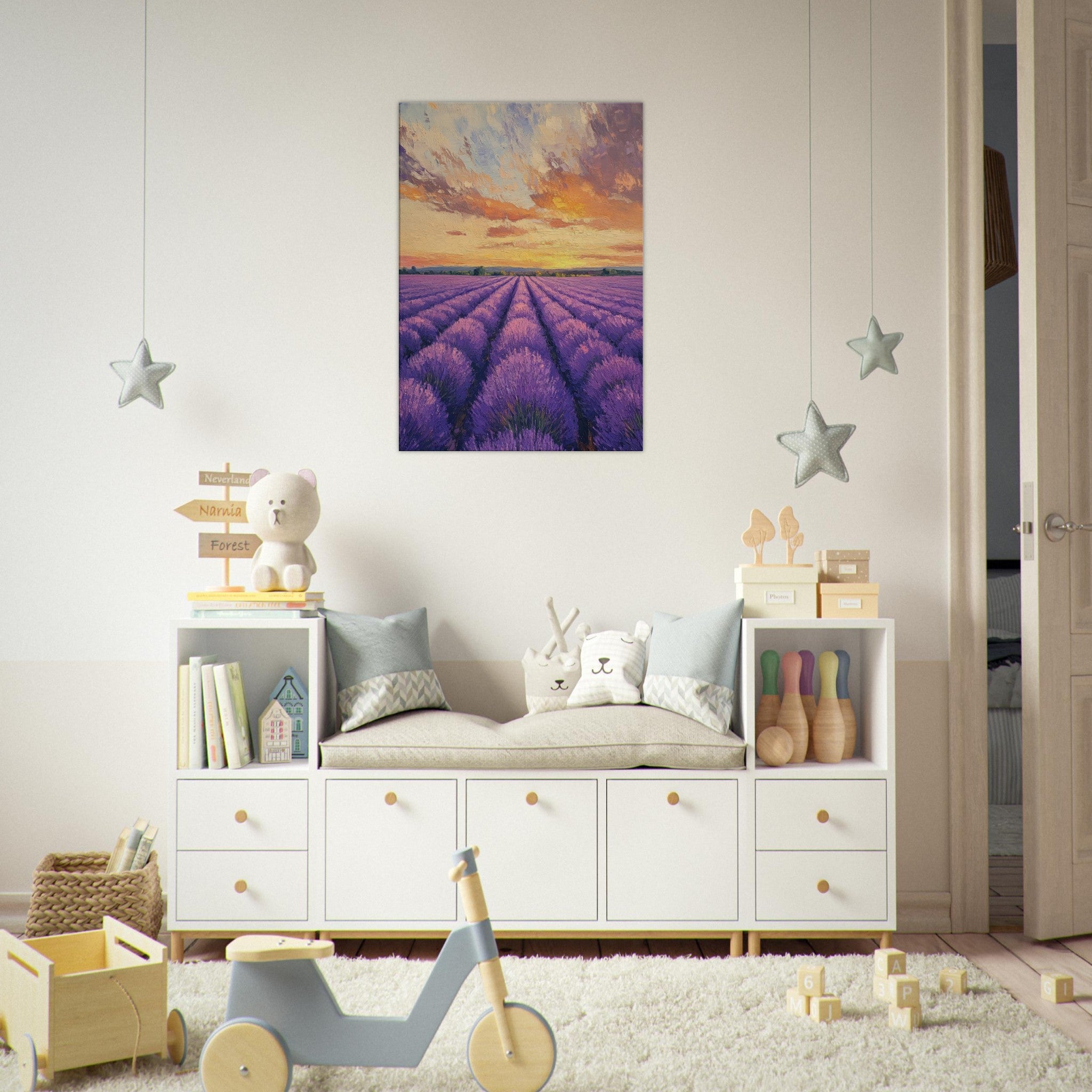 Canvas Portrait - Lavender Fields at Sunset A mesmerizing view - Shop Ai Art WebShop - Digital Art online Store