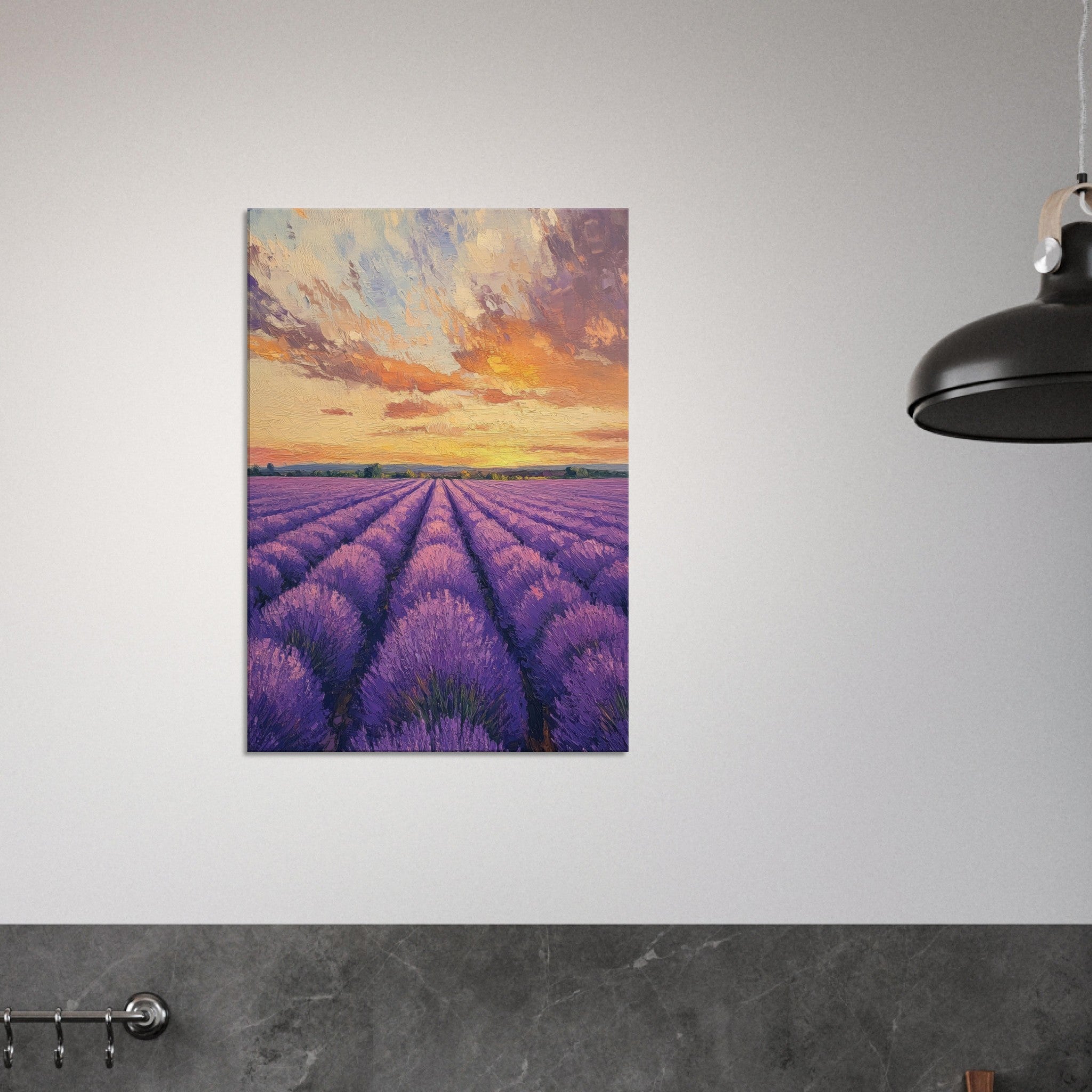 Canvas Portrait - Lavender Fields at Sunset A mesmerizing view - Shop Ai Art WebShop - Digital Art online Store