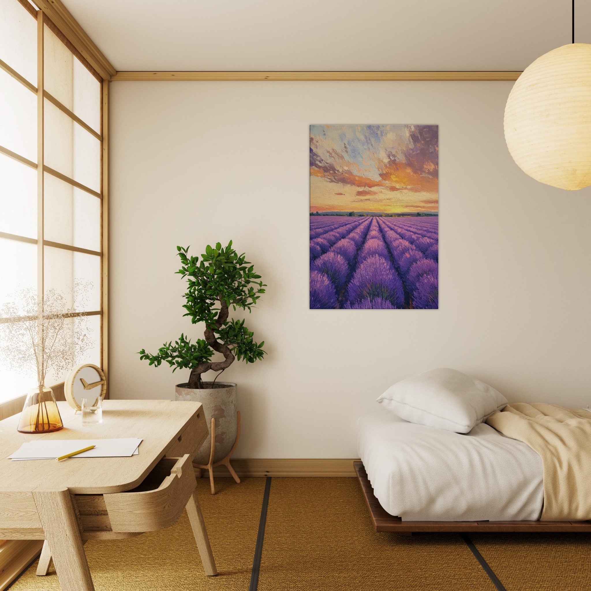 Canvas Portrait - Lavender Fields at Sunset A mesmerizing view - Shop Ai Art WebShop - Digital Art online Store