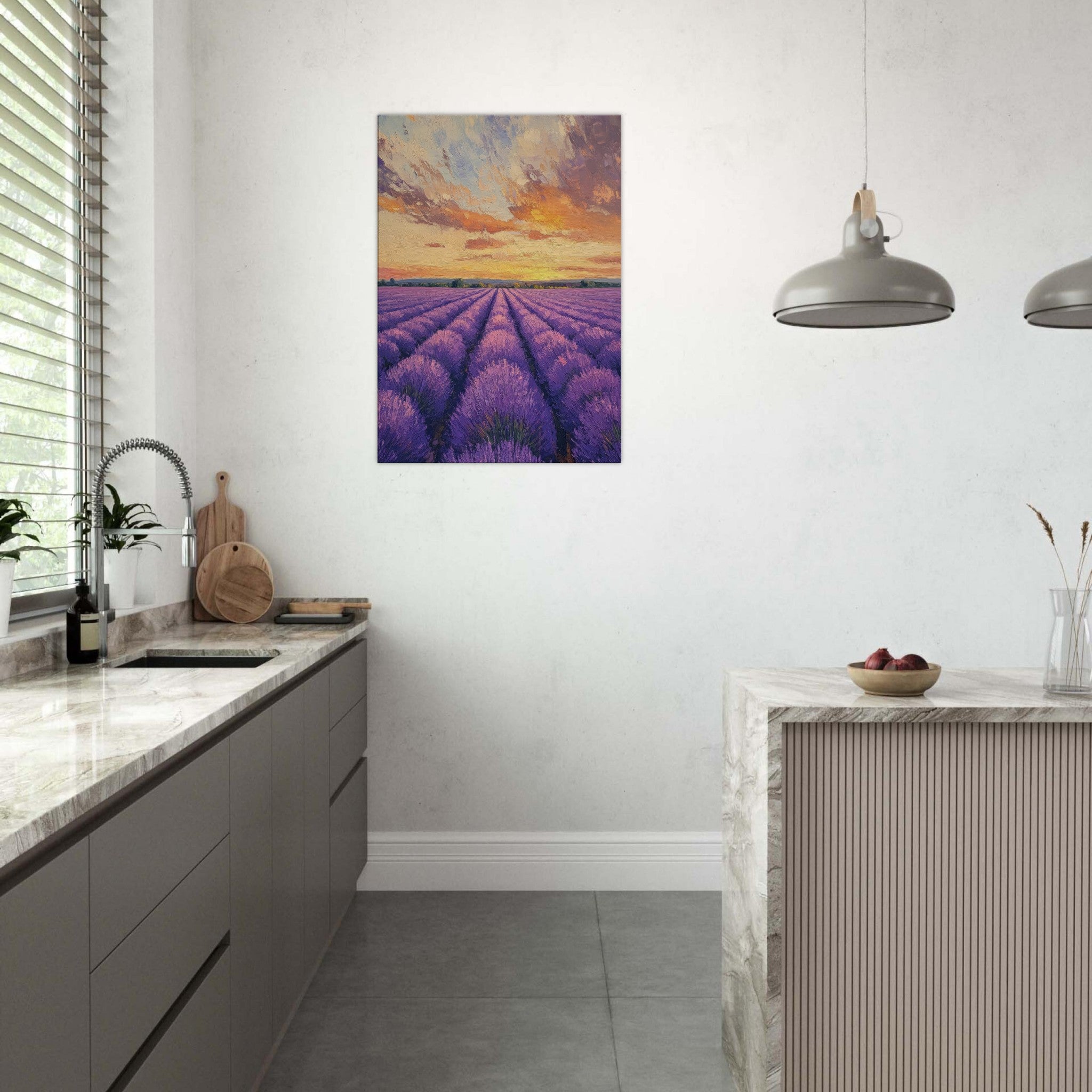 Canvas Portrait - Lavender Fields at Sunset A mesmerizing view - Shop Ai Art WebShop - Digital Art online Store