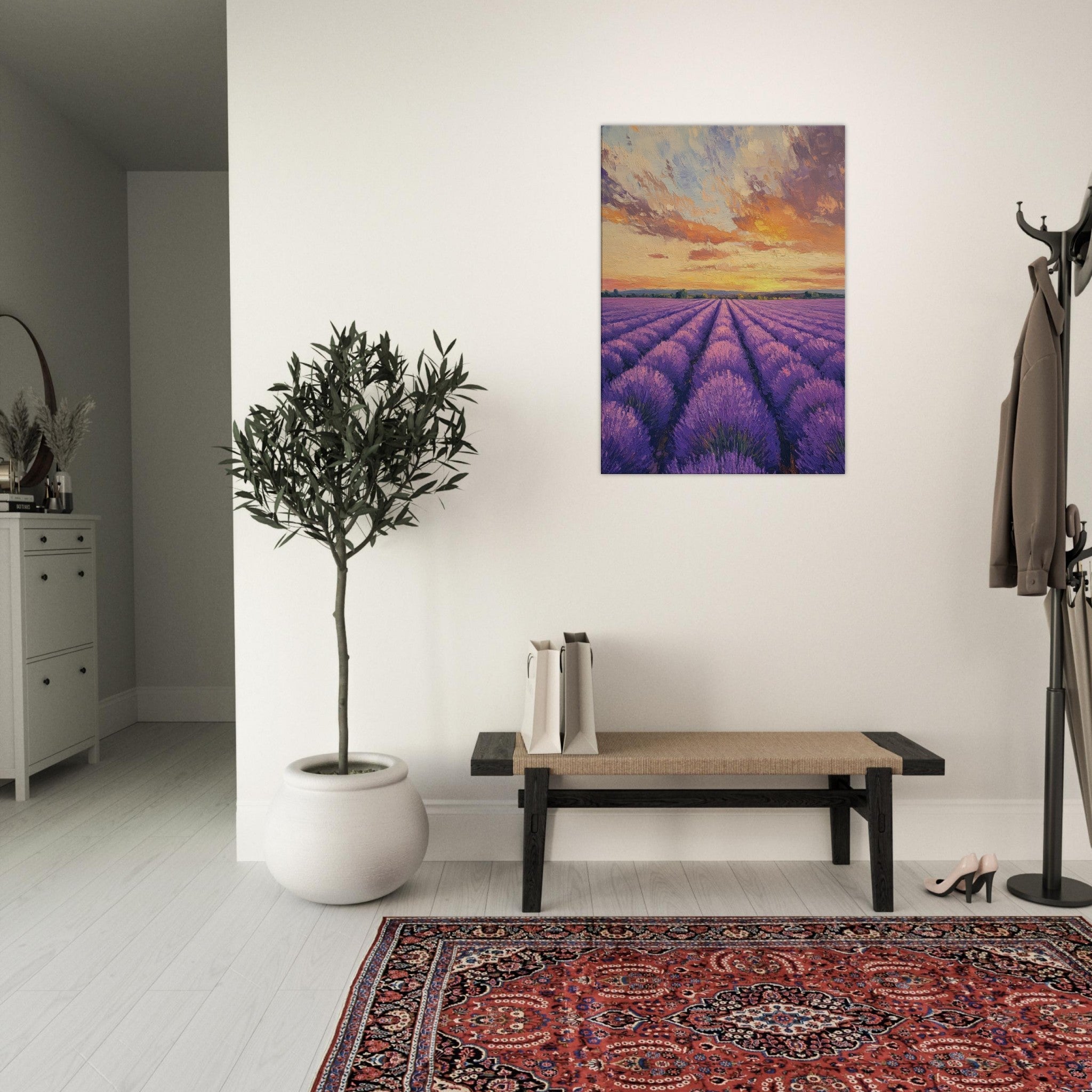Canvas Portrait - Lavender Fields at Sunset A mesmerizing view - Shop Ai Art WebShop - Digital Art online Store