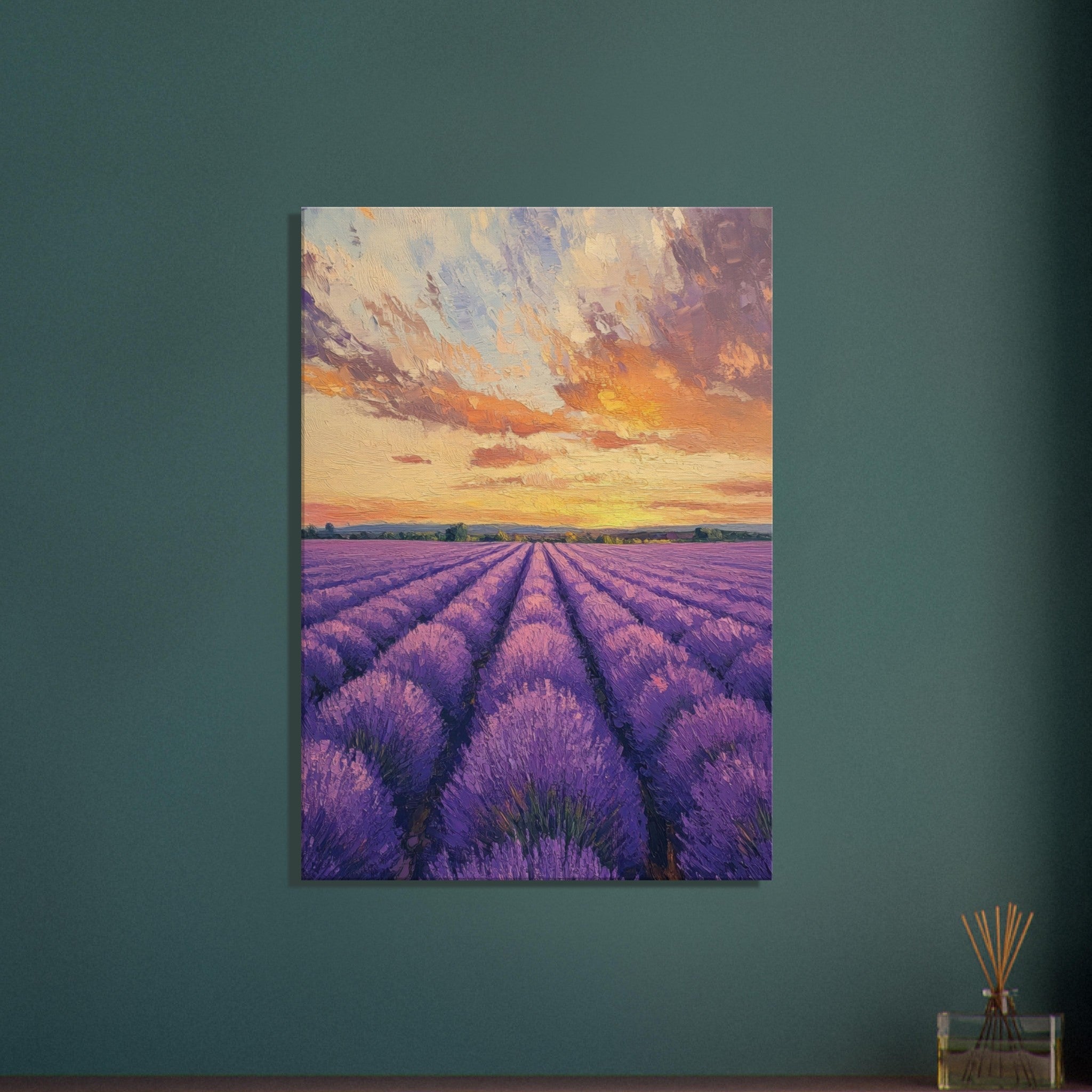 Canvas Portrait - Lavender Fields at Sunset A mesmerizing view - Shop Ai Art WebShop - Digital Art online Store