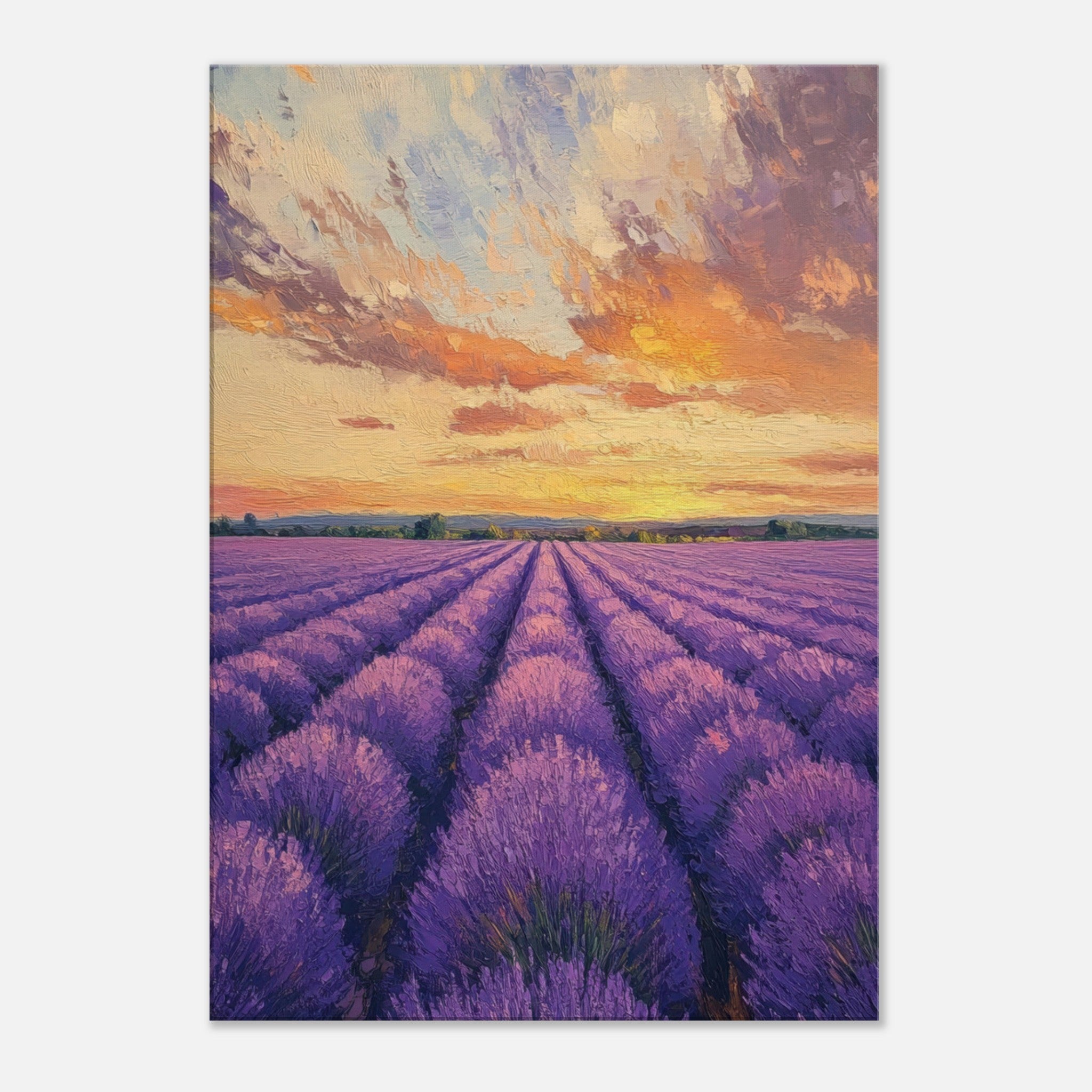 Canvas Portrait - Lavender Fields at Sunset A mesmerizing view - Shop Ai Art WebShop - Digital Art online Store