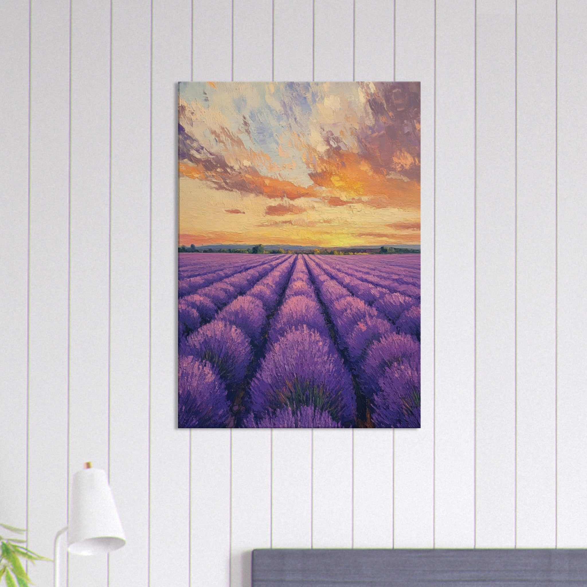 Canvas Portrait - Lavender Fields at Sunset A mesmerizing view - Shop Ai Art WebShop - Digital Art online Store