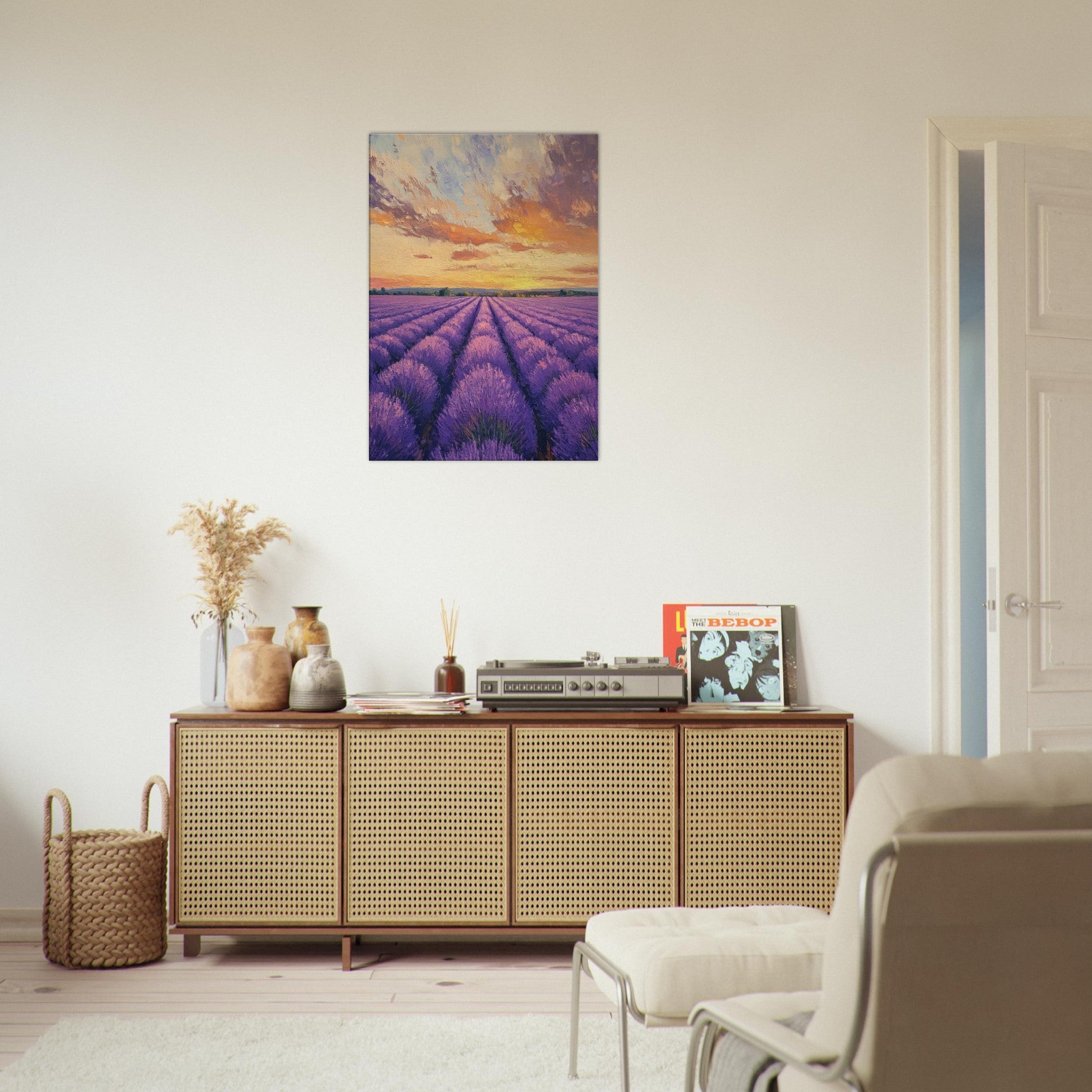 Canvas Portrait - Lavender Fields at Sunset A mesmerizing view - Shop Ai Art WebShop - Digital Art online Store