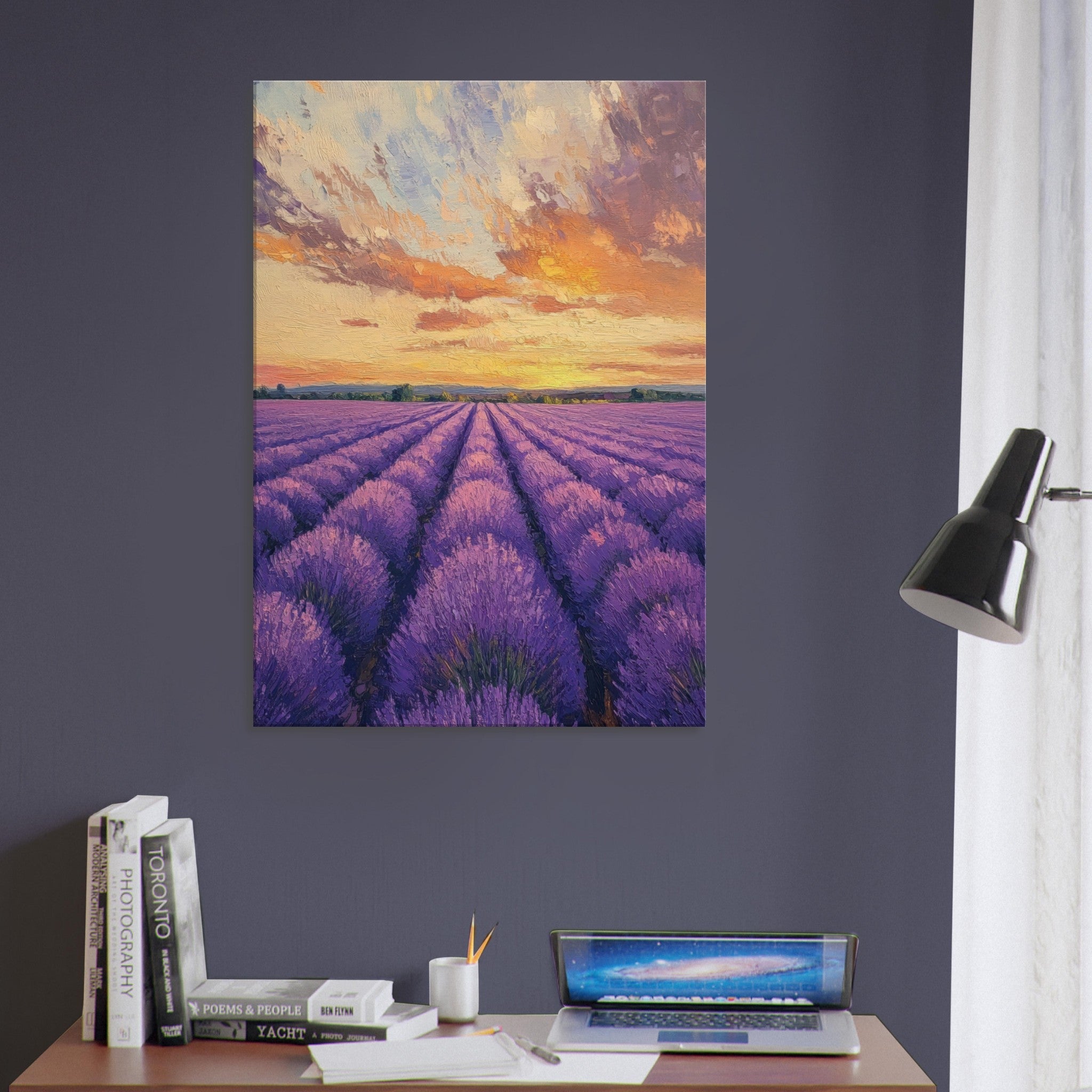 Canvas Portrait - Lavender Fields at Sunset A mesmerizing view - Shop Ai Art WebShop - Digital Art online Store