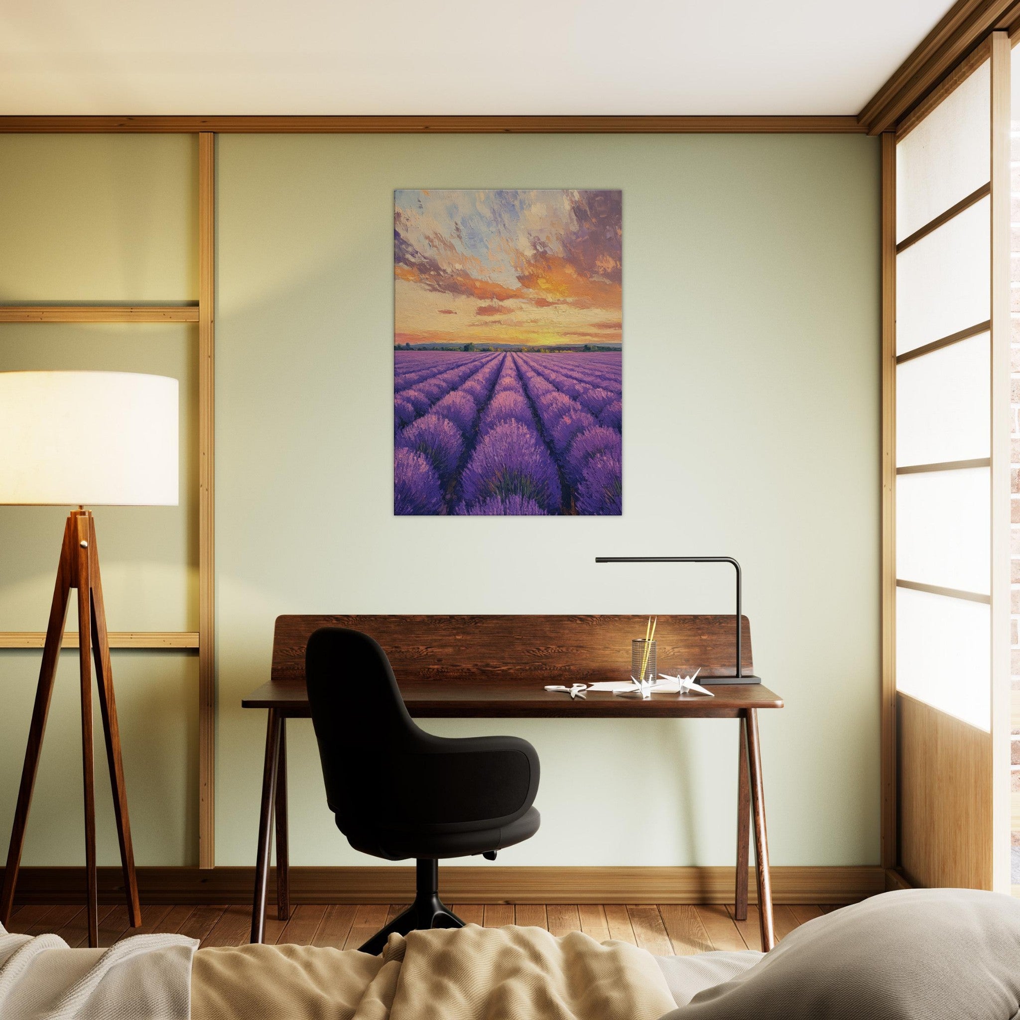 Canvas Portrait - Lavender Fields at Sunset A mesmerizing view - Shop Ai Art WebShop - Digital Art online Store