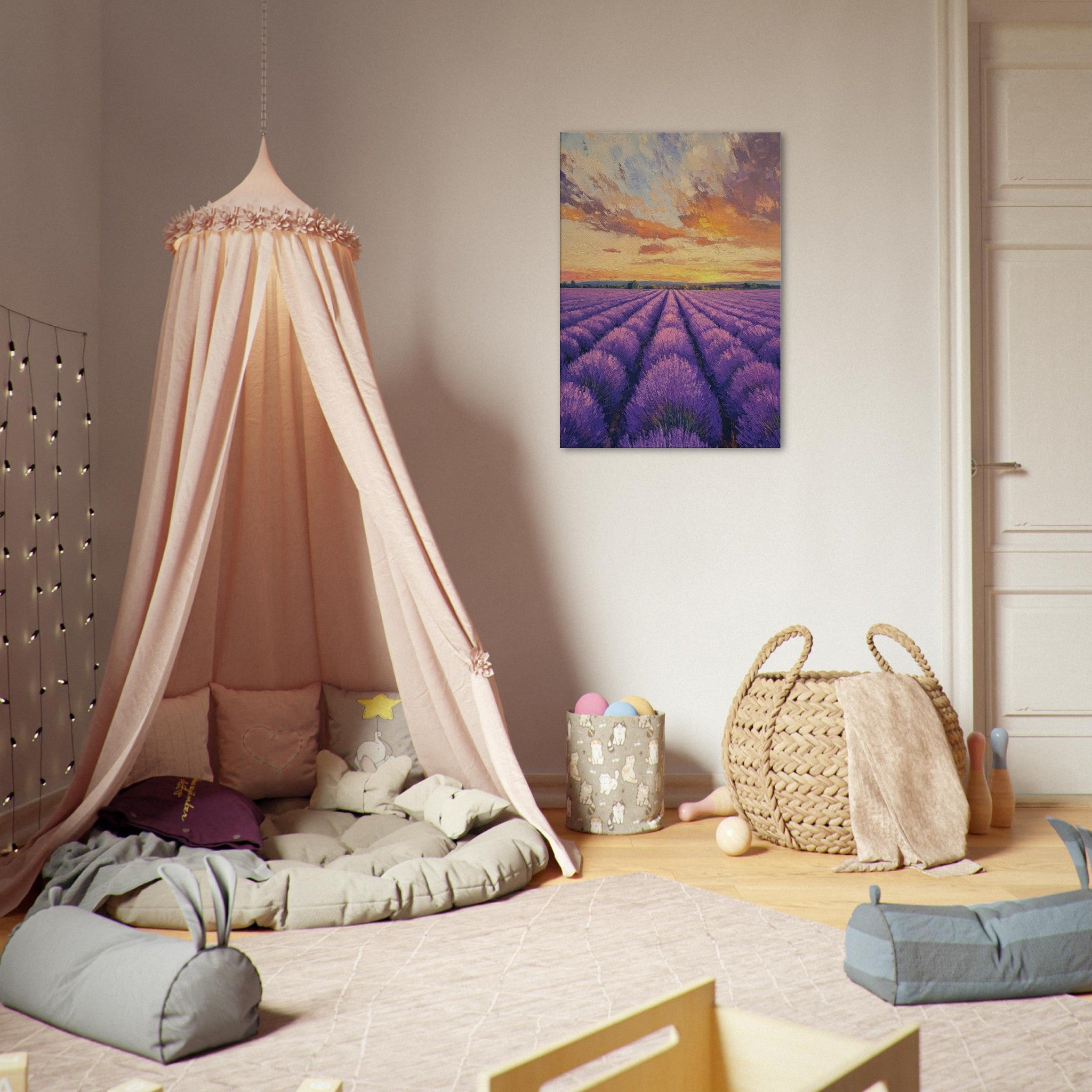 Canvas Portrait - Lavender Fields at Sunset A mesmerizing view - Shop Ai Art WebShop - Digital Art online Store