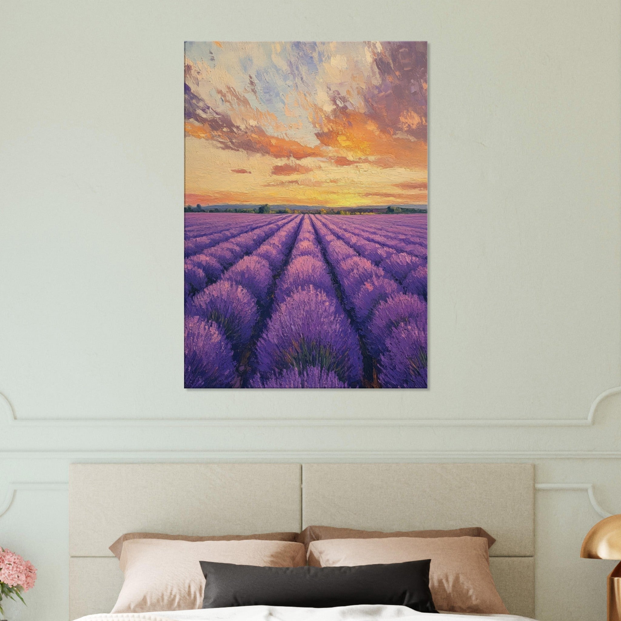 Canvas Portrait - Lavender Fields at Sunset A mesmerizing view - Shop Ai Art WebShop - Digital Art online Store