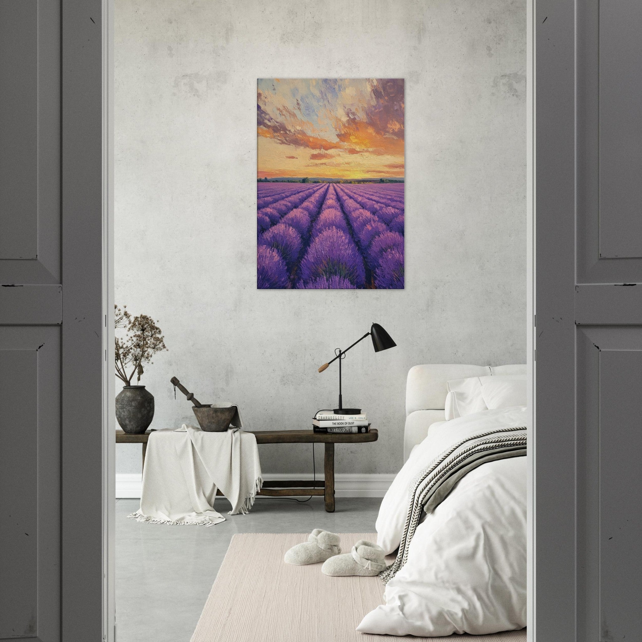 Canvas Portrait - Lavender Fields at Sunset A mesmerizing view - Shop Ai Art WebShop - Digital Art online Store