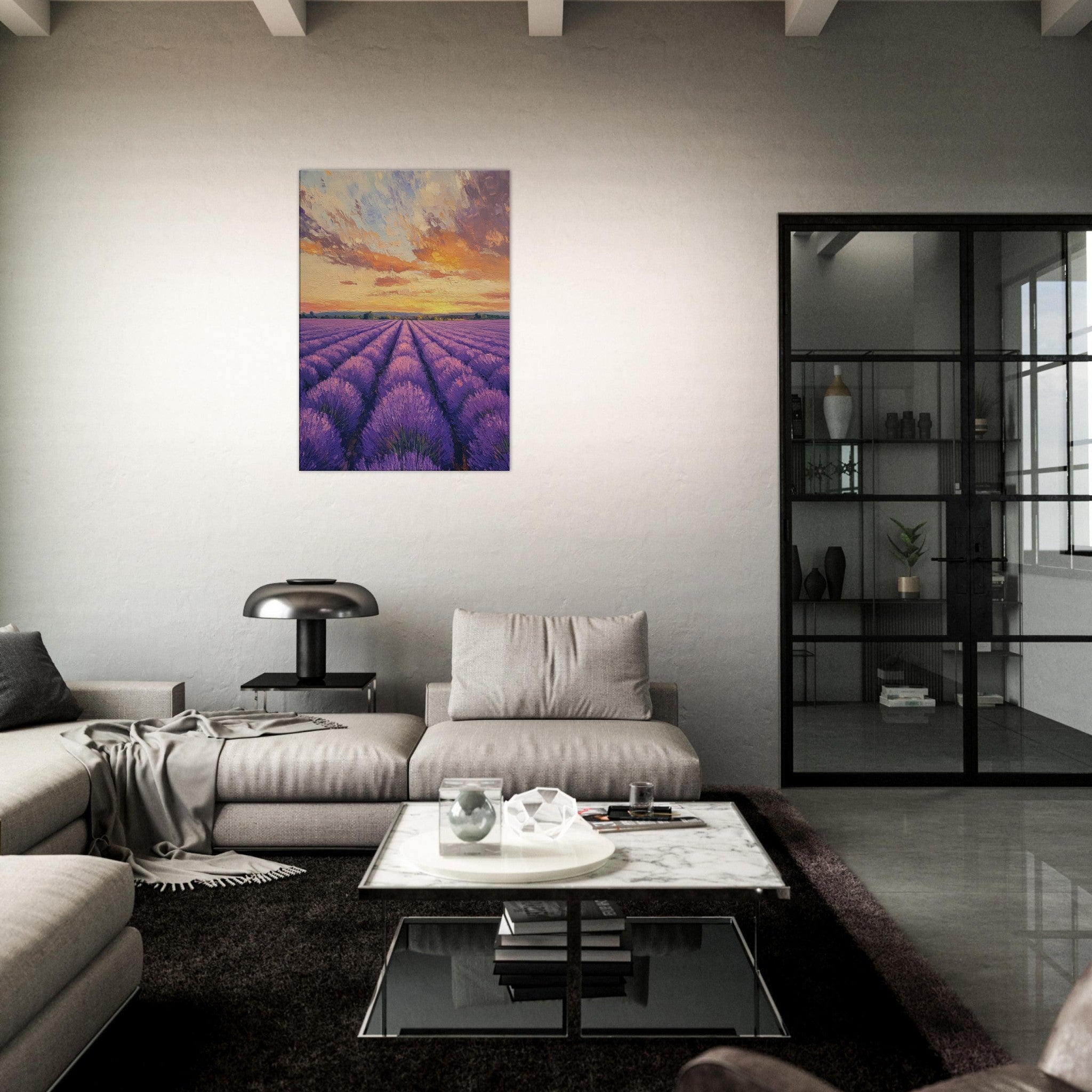 Canvas Portrait - Lavender Fields at Sunset A mesmerizing view - Shop Ai Art WebShop - Digital Art online Store