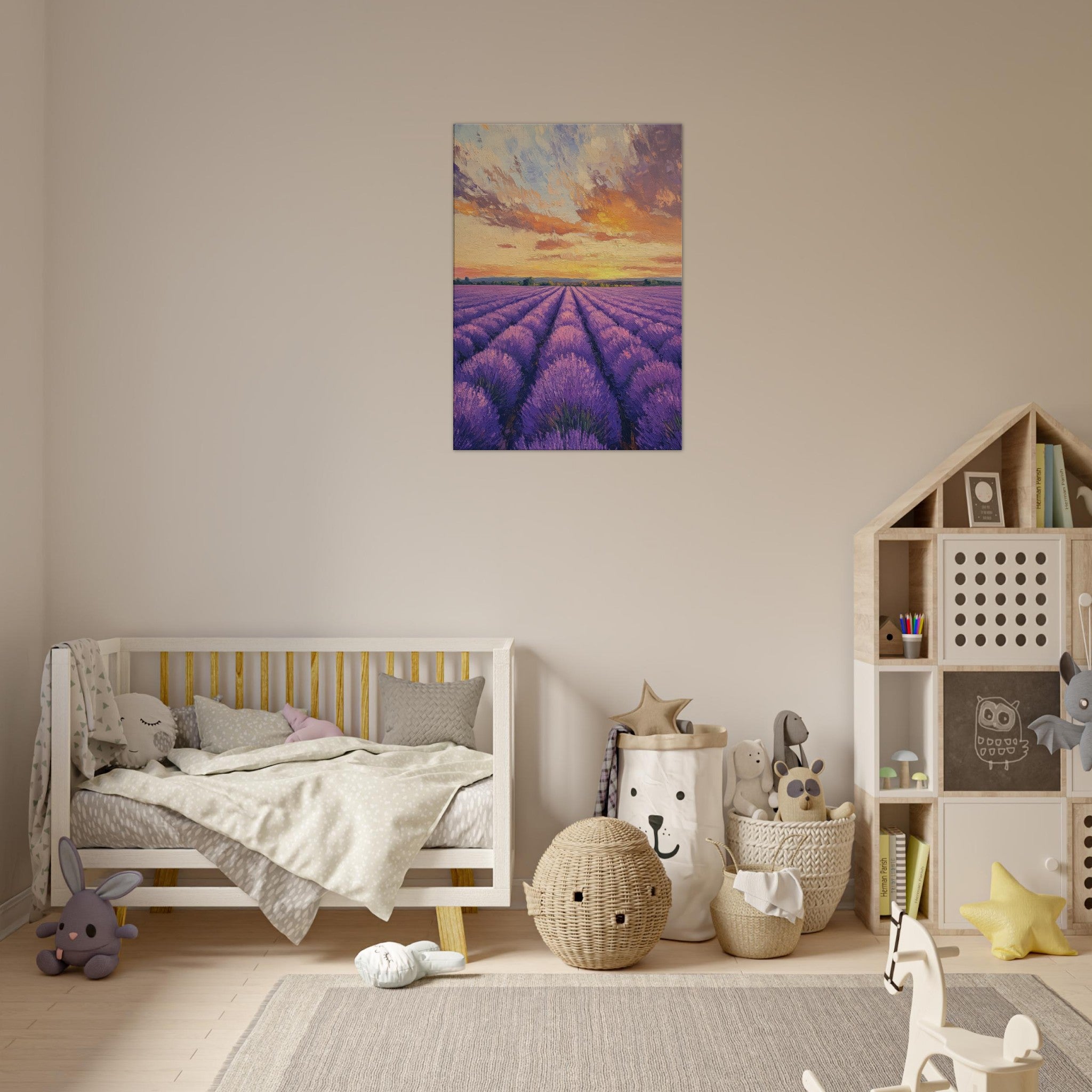 Canvas Portrait - Lavender Fields at Sunset A mesmerizing view - Shop Ai Art WebShop - Digital Art online Store
