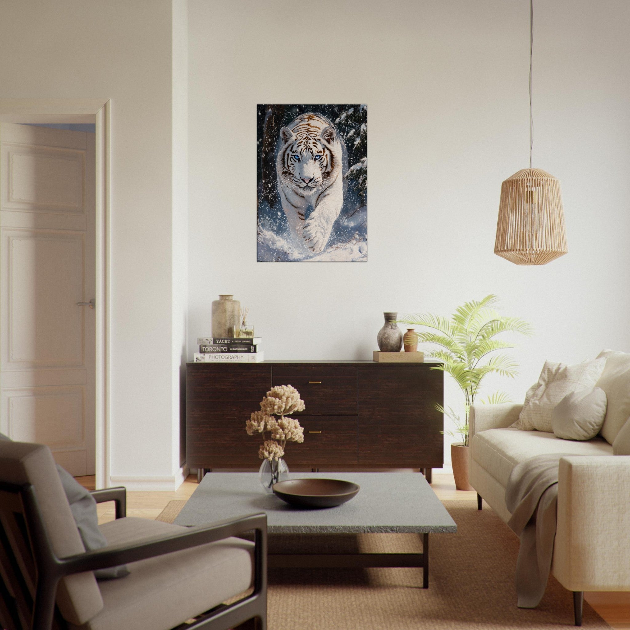Canvas Portrait - Majestic White Tiger in a Snowy Forest A powerful 3 - Shop Ai Art WebShop - Digital Art online Store