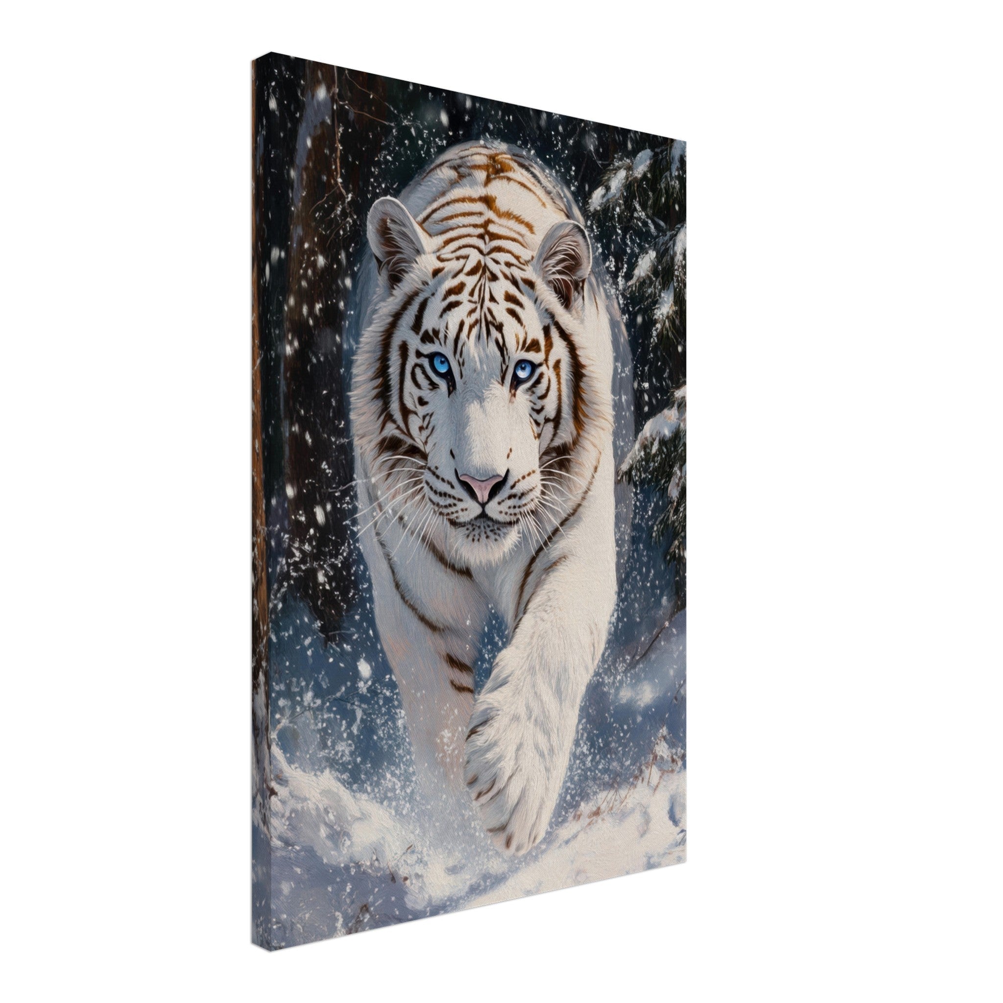 Canvas Portrait - Majestic White Tiger in a Snowy Forest A powerful 3 - Shop Ai Art WebShop - Digital Art online Store