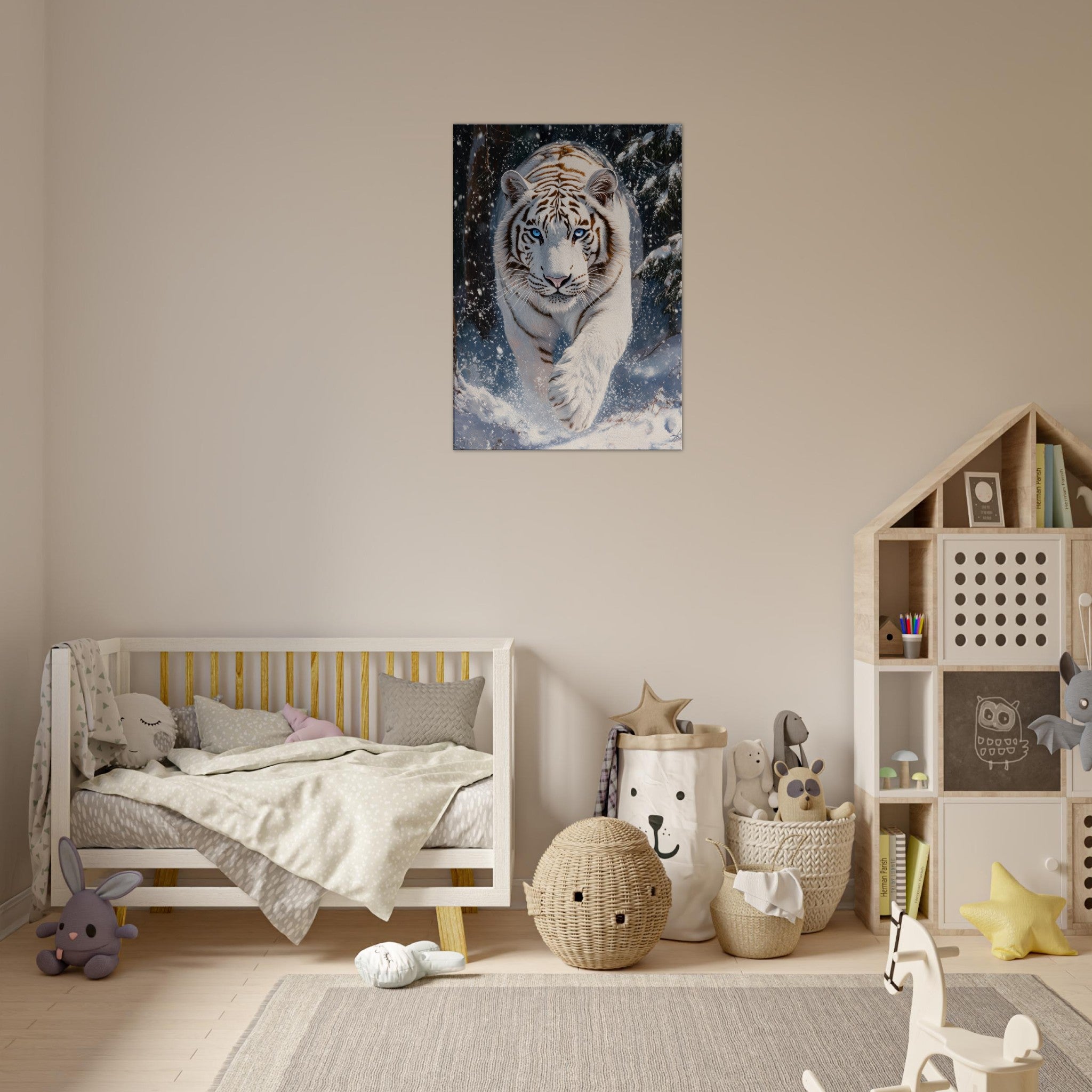 Canvas Portrait - Majestic White Tiger in a Snowy Forest A powerful 3 - Shop Ai Art WebShop - Digital Art online Store