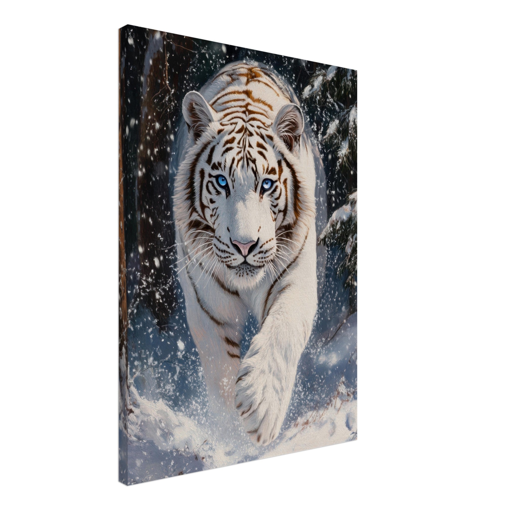 Canvas Portrait - Majestic White Tiger in a Snowy Forest A powerful 3 - Shop Ai Art WebShop - Digital Art online Store