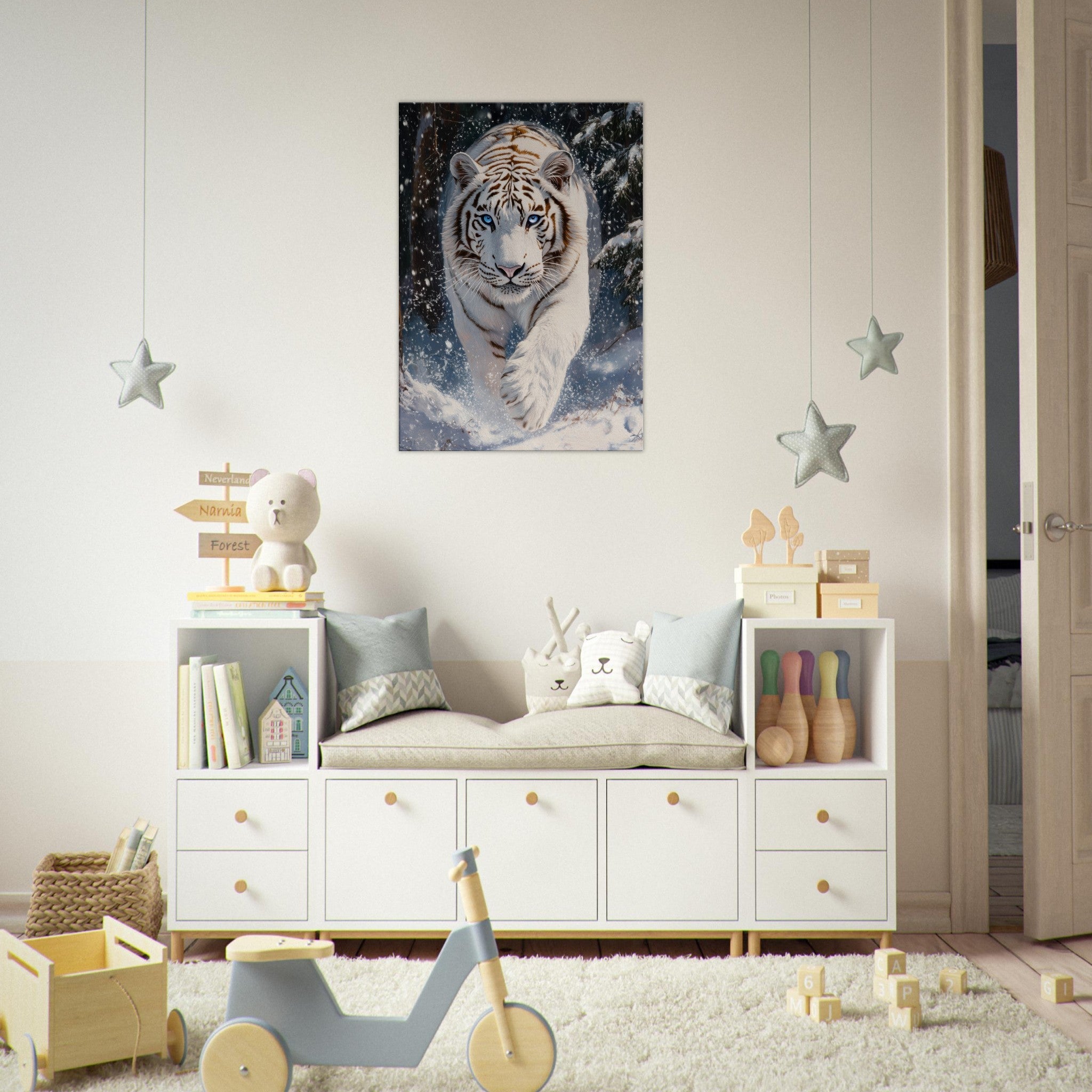 Canvas Portrait - Majestic White Tiger in a Snowy Forest A powerful 3 - Shop Ai Art WebShop - Digital Art online Store