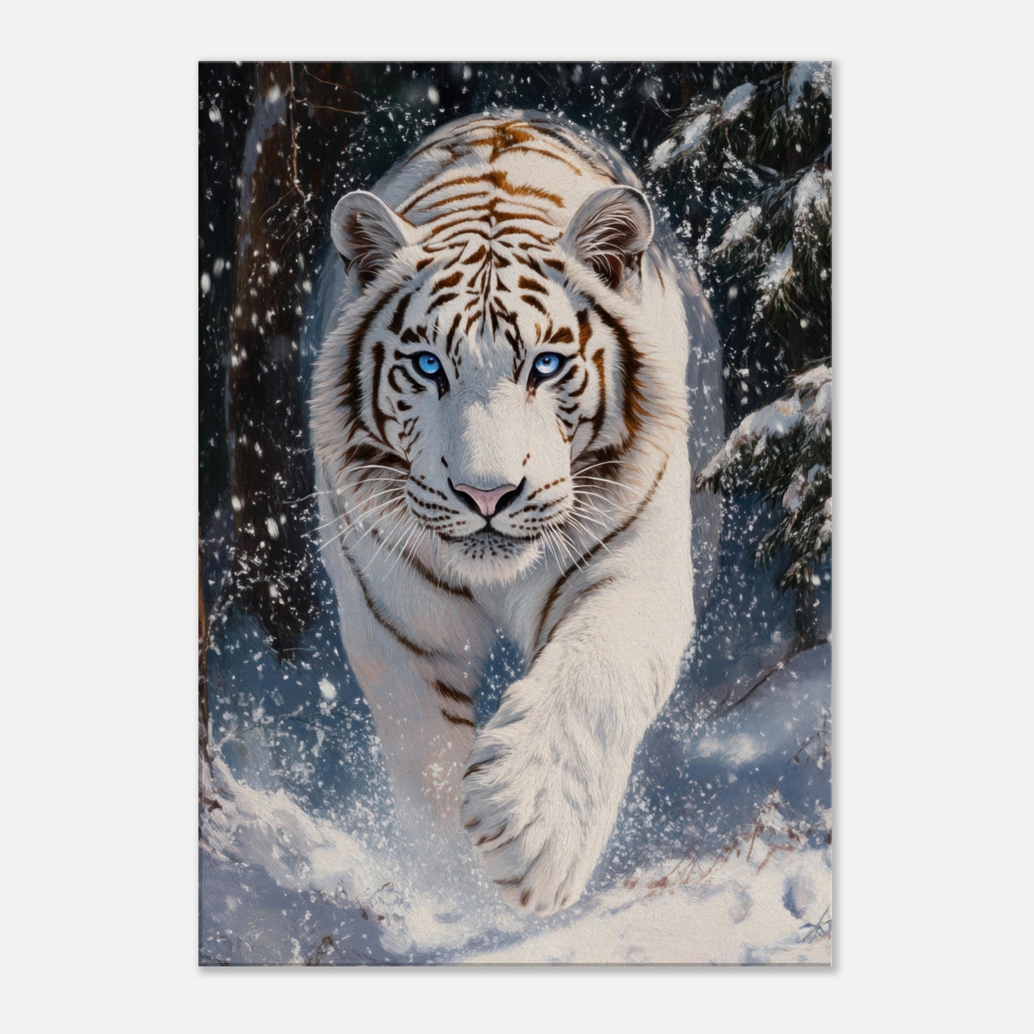 Canvas Portrait - Majestic White Tiger in a Snowy Forest A powerful 3 - Shop Ai Art WebShop - Digital Art online Store