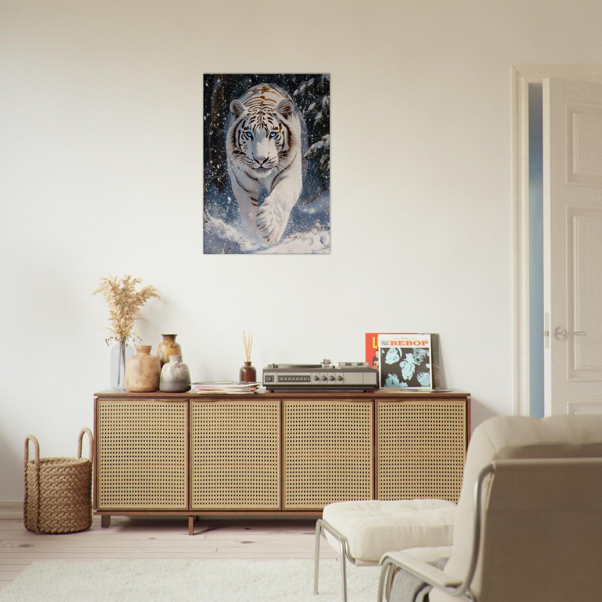 Canvas Portrait - Majestic White Tiger in a Snowy Forest A powerful 3 - Shop Ai Art WebShop - Digital Art online Store