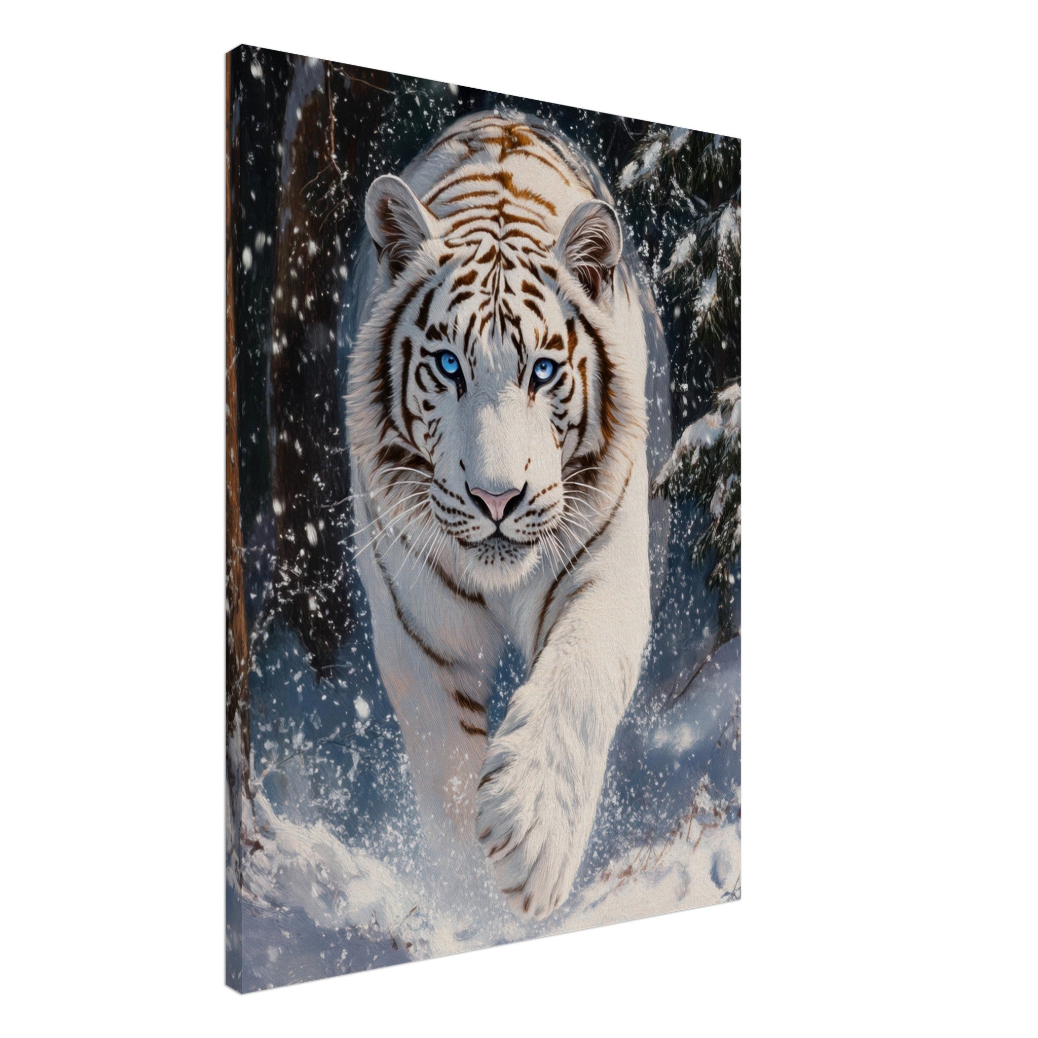 Canvas Portrait - Majestic White Tiger in a Snowy Forest A powerful 3 - Shop Ai Art WebShop - Digital Art online Store