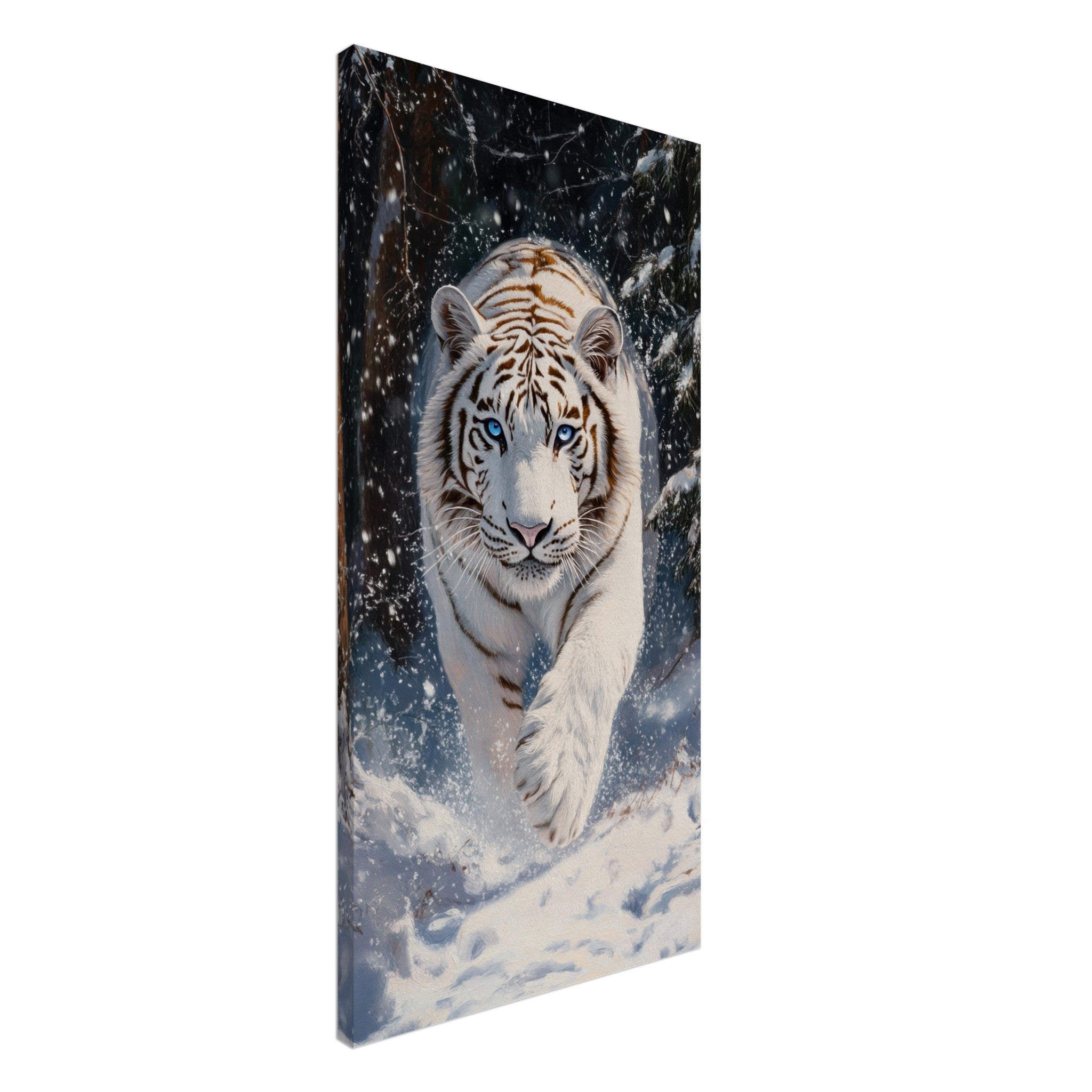 Canvas Portrait - Majestic White Tiger in a Snowy Forest A powerful 3 - Shop Ai Art WebShop - Digital Art online Store