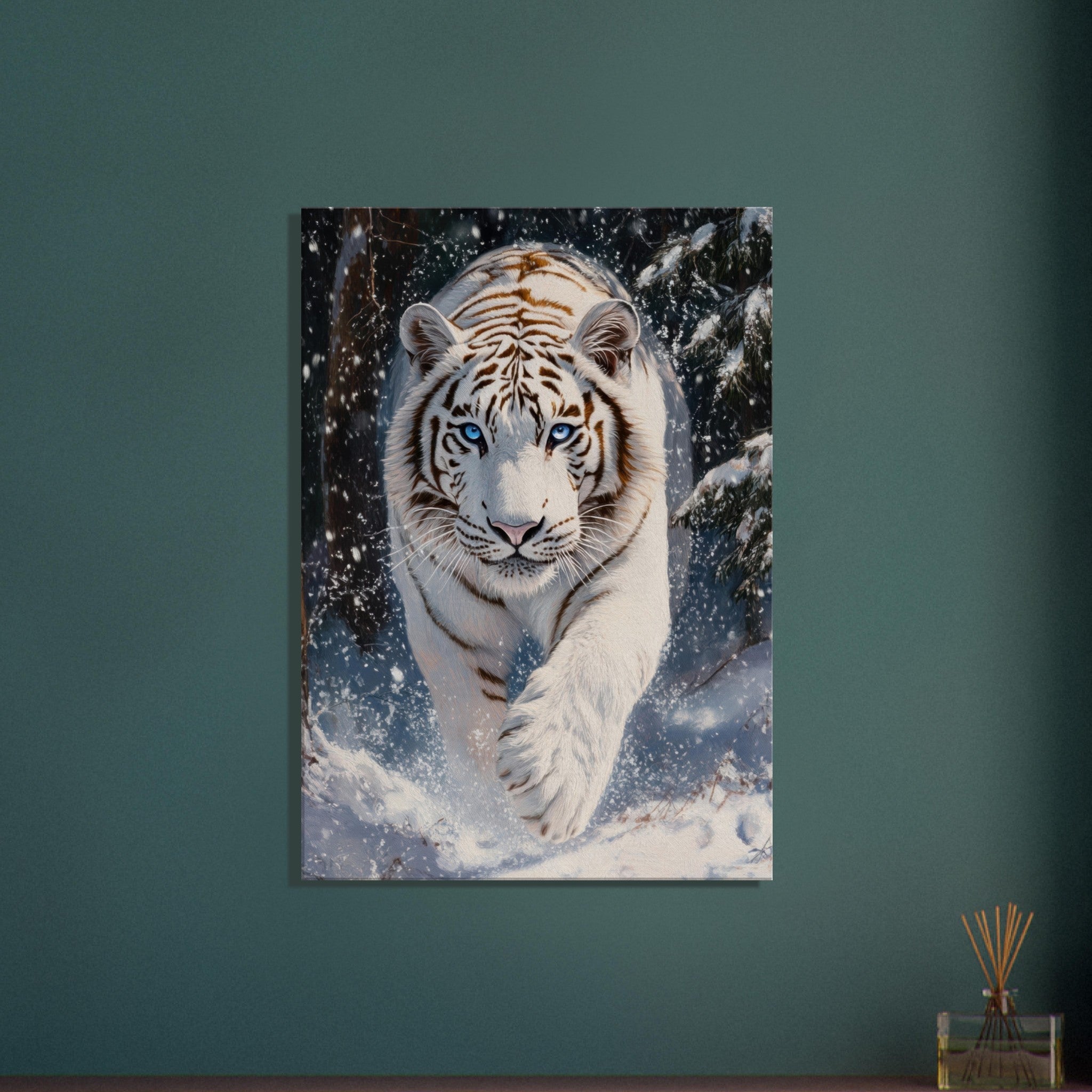 Canvas Portrait - Majestic White Tiger in a Snowy Forest A powerful 3 - Shop Ai Art WebShop - Digital Art online Store