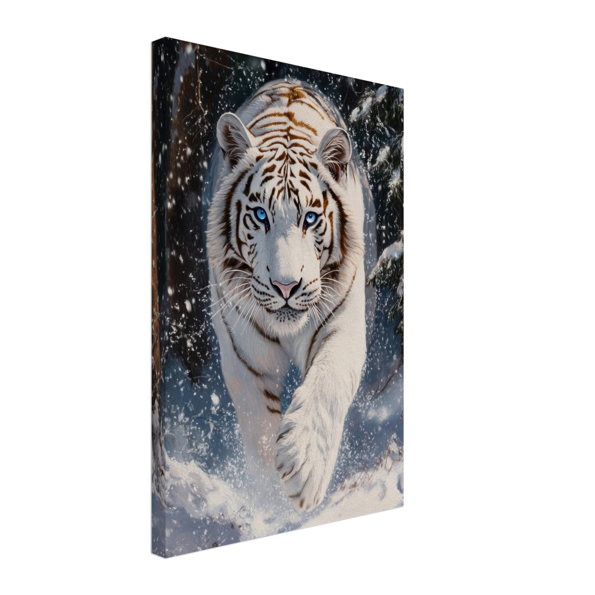 Canvas Portrait - Majestic White Tiger in a Snowy Forest A powerful 3 - Shop Ai Art WebShop - Digital Art online Store