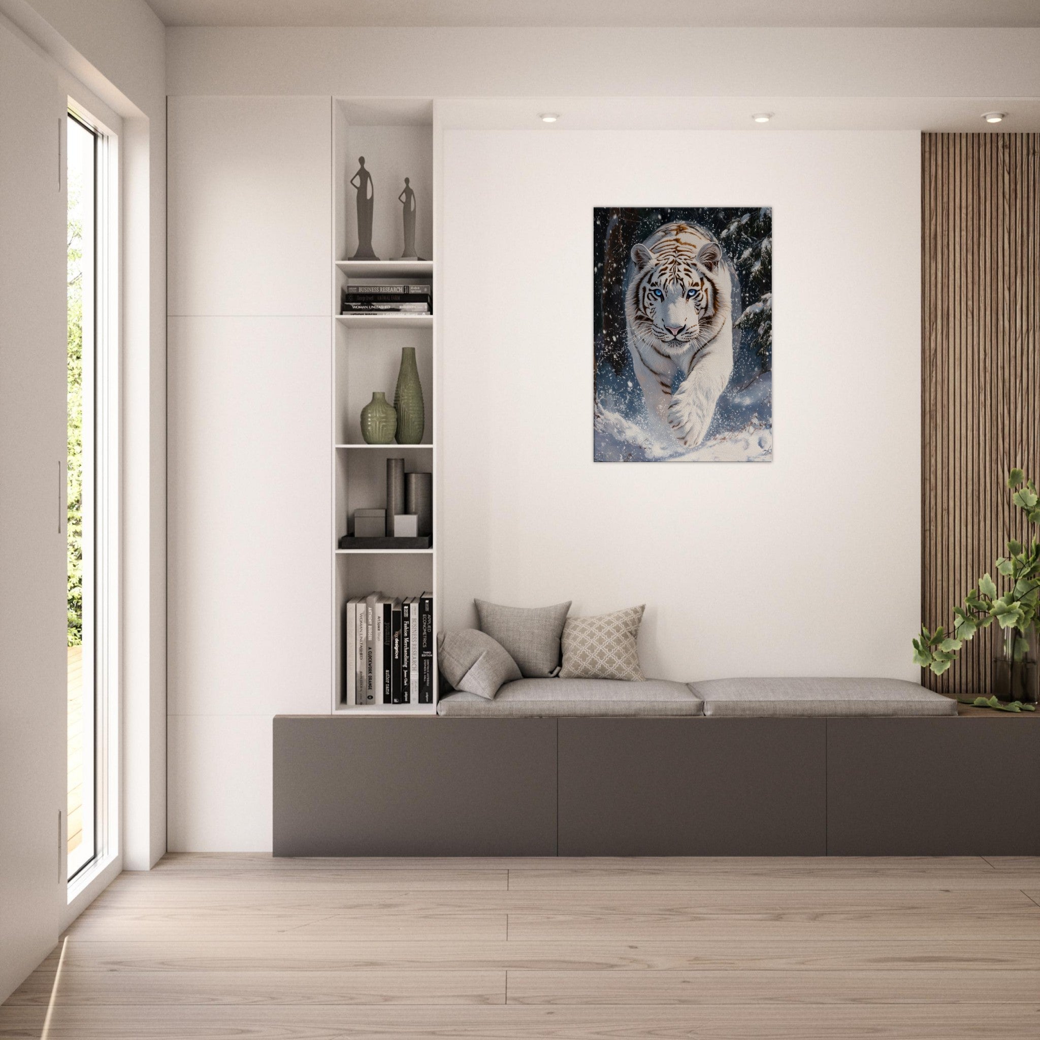 Canvas Portrait - Majestic White Tiger in a Snowy Forest A powerful 3 - Shop Ai Art WebShop - Digital Art online Store