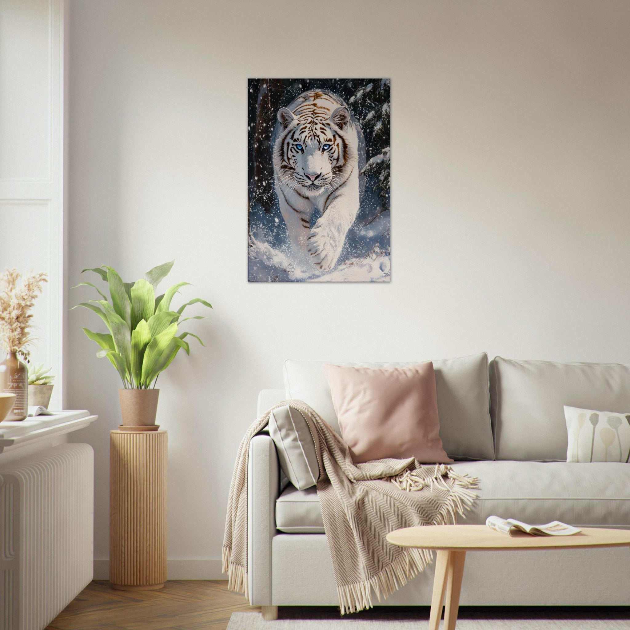 Canvas Portrait - Majestic White Tiger in a Snowy Forest A powerful 3 - Shop Ai Art WebShop - Digital Art online Store