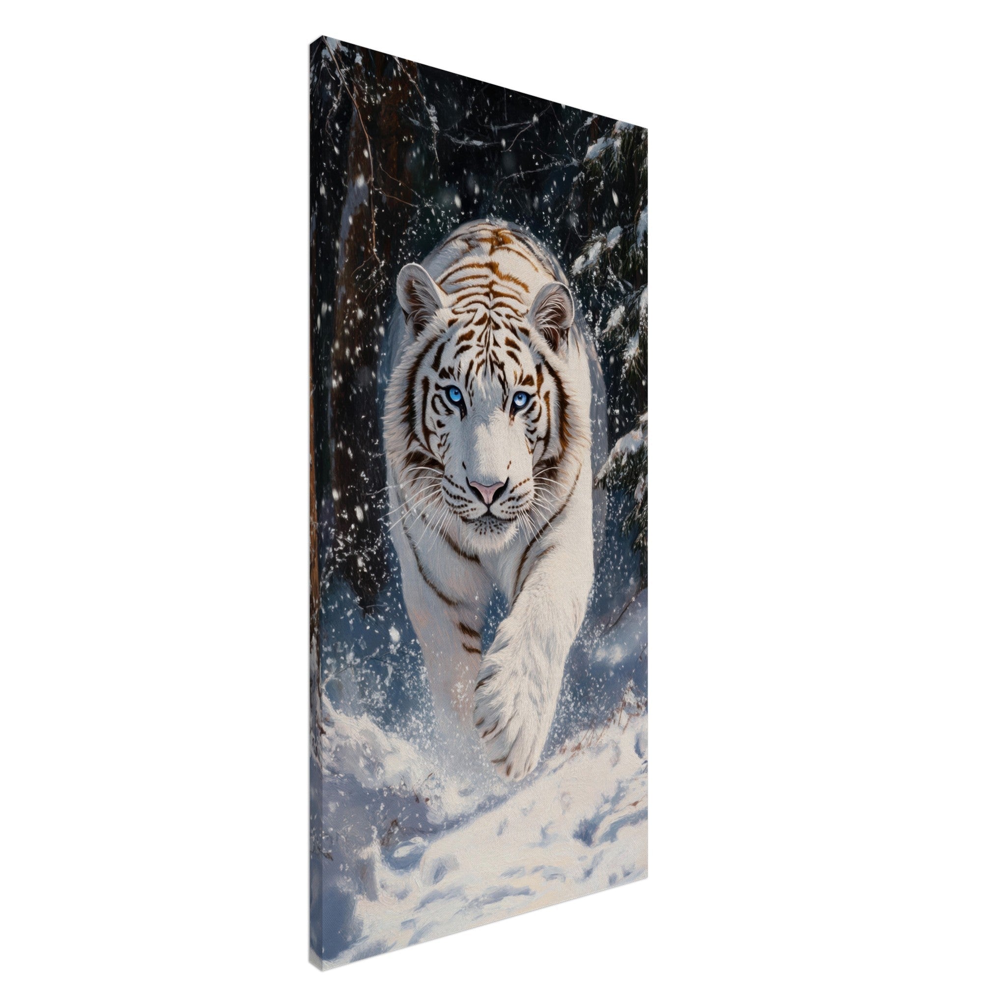 Canvas Portrait - Majestic White Tiger in a Snowy Forest A powerful 3 - Shop Ai Art WebShop - Digital Art online Store