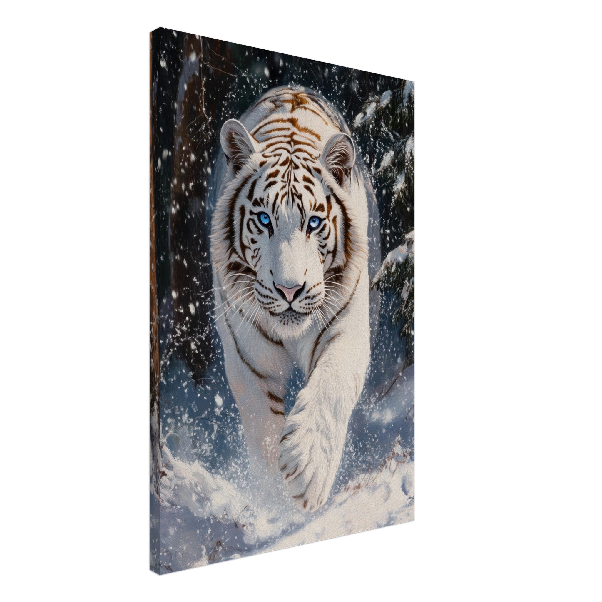 Canvas Portrait - Majestic White Tiger in a Snowy Forest A powerful 3 - Shop Ai Art WebShop - Digital Art online Store