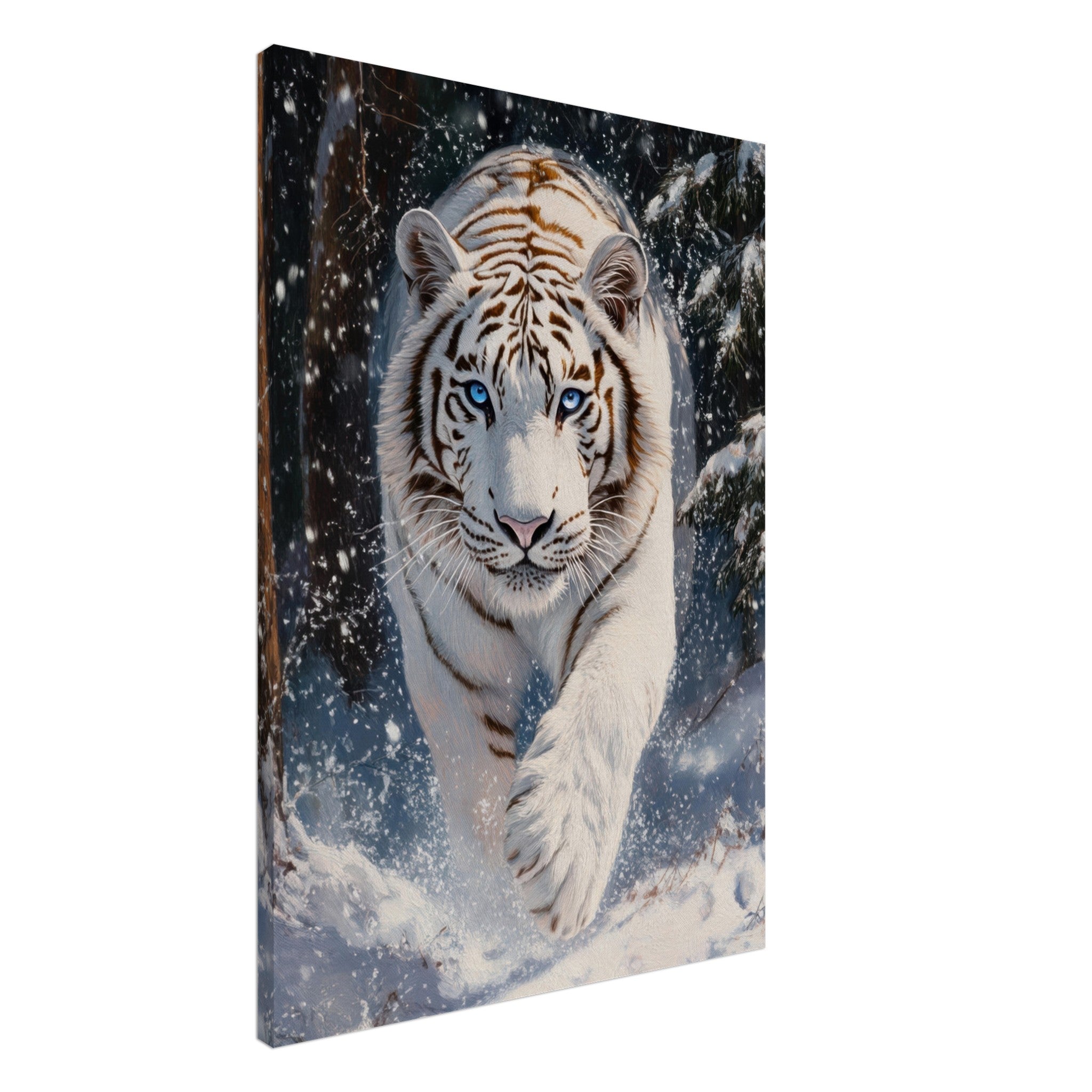 Canvas Portrait - Majestic White Tiger in a Snowy Forest A powerful 3 - Shop Ai Art WebShop - Digital Art online Store