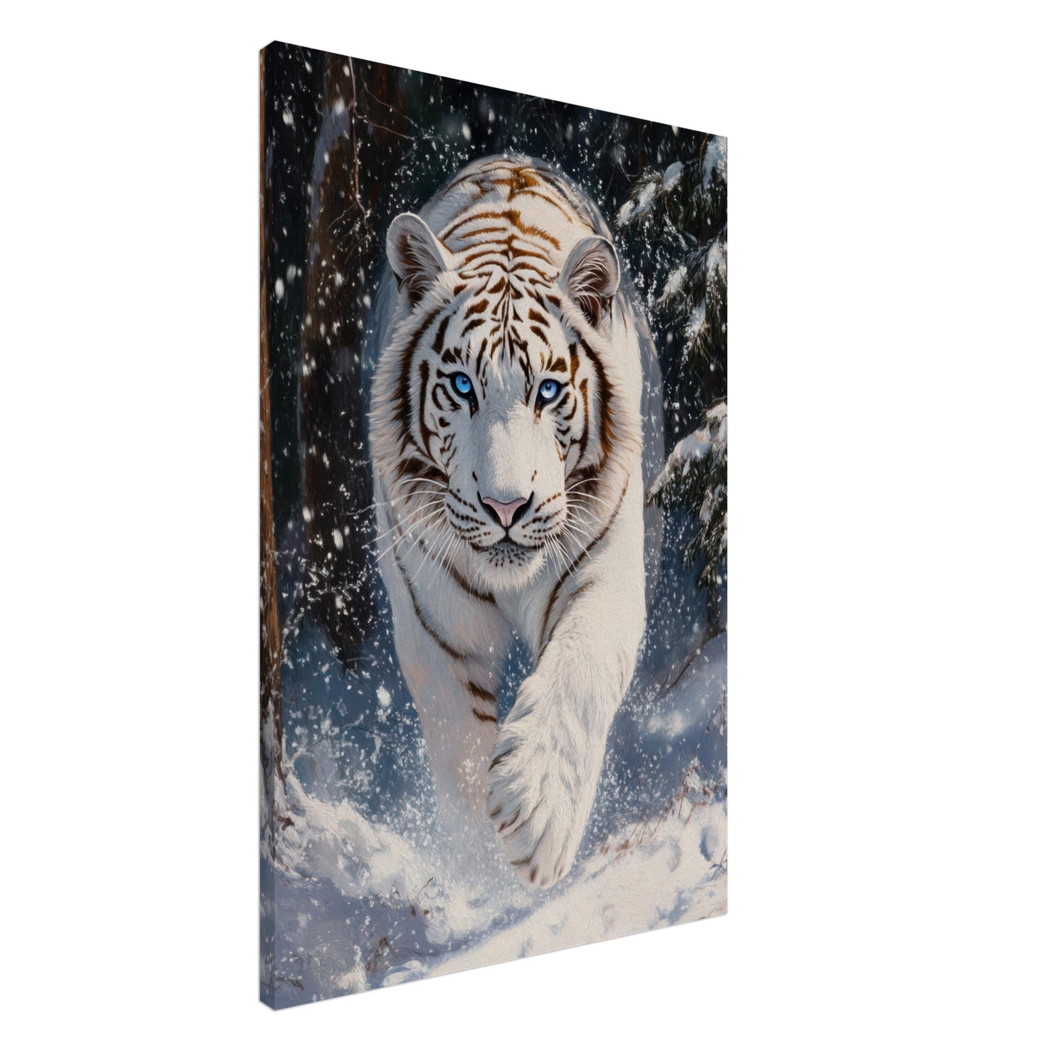 Canvas Portrait - Majestic White Tiger in a Snowy Forest A powerful 3 - Shop Ai Art WebShop - Digital Art online Store