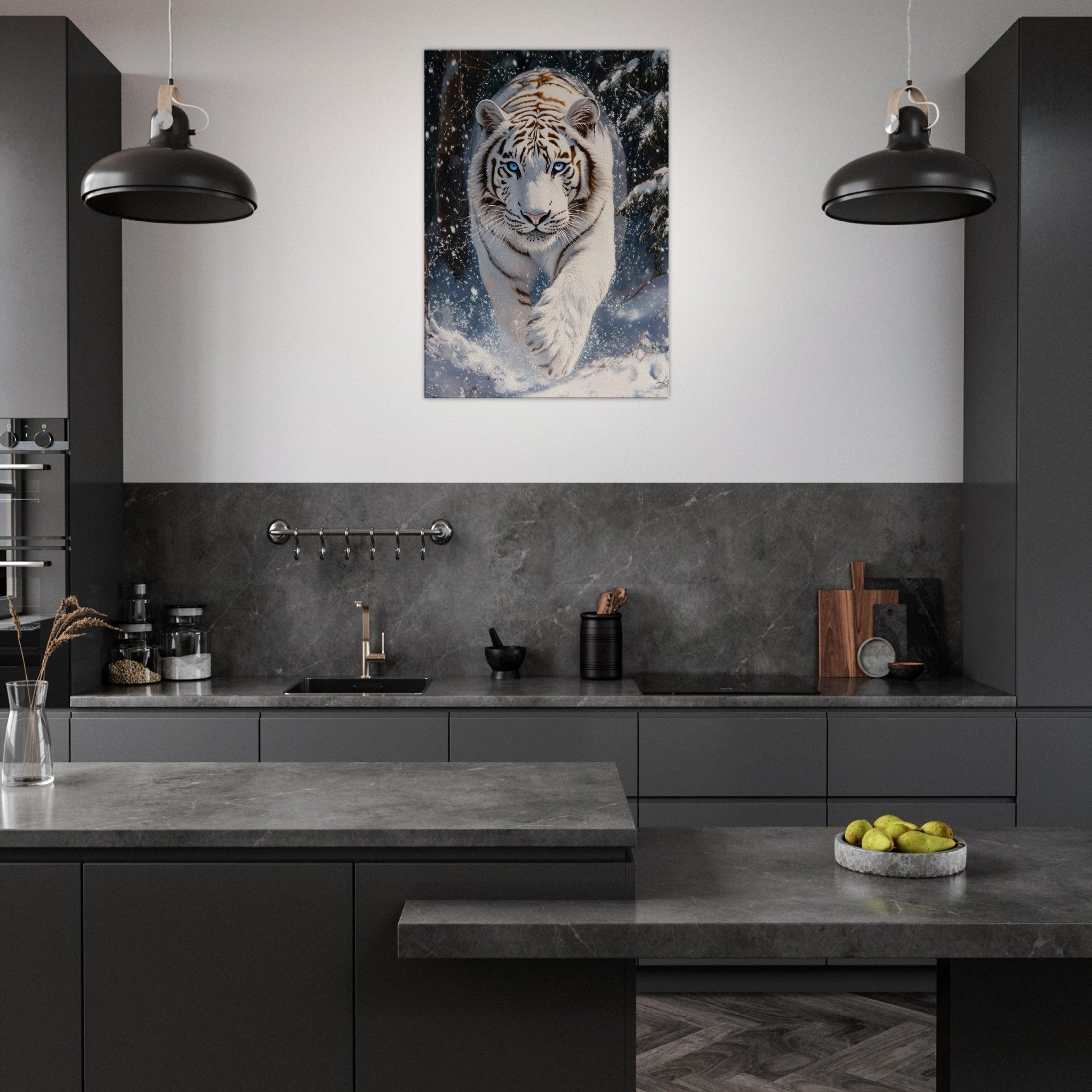 Canvas Portrait - Majestic White Tiger in a Snowy Forest A powerful 3 - Shop Ai Art WebShop - Digital Art online Store