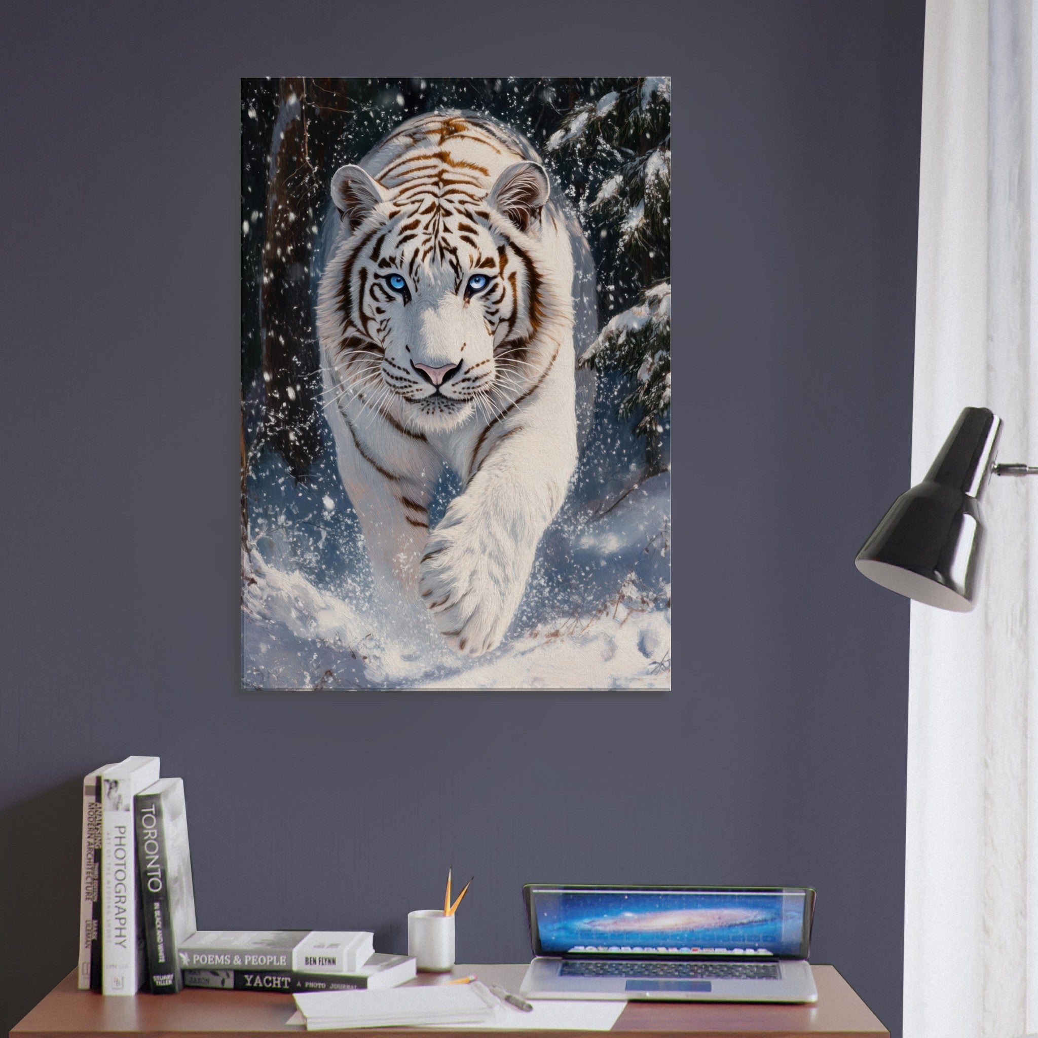 Canvas Portrait - Majestic White Tiger in a Snowy Forest A powerful 3 - Shop Ai Art WebShop - Digital Art online Store