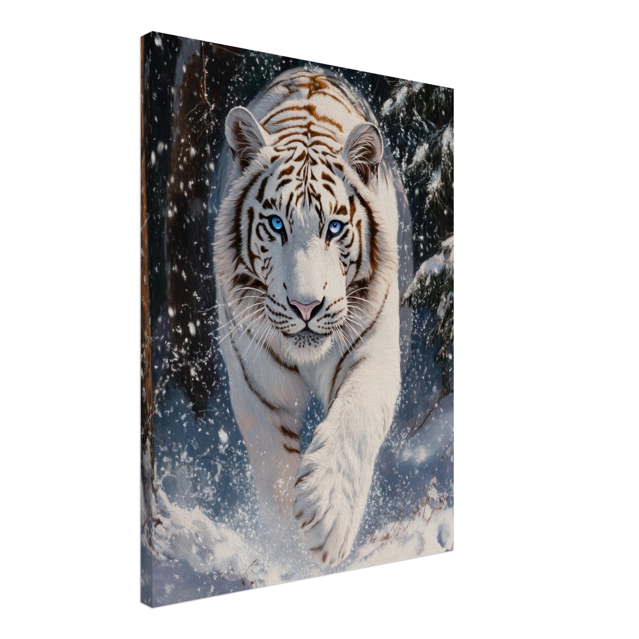 Canvas Portrait - Majestic White Tiger in a Snowy Forest A powerful 3 - Shop Ai Art WebShop - Digital Art online Store