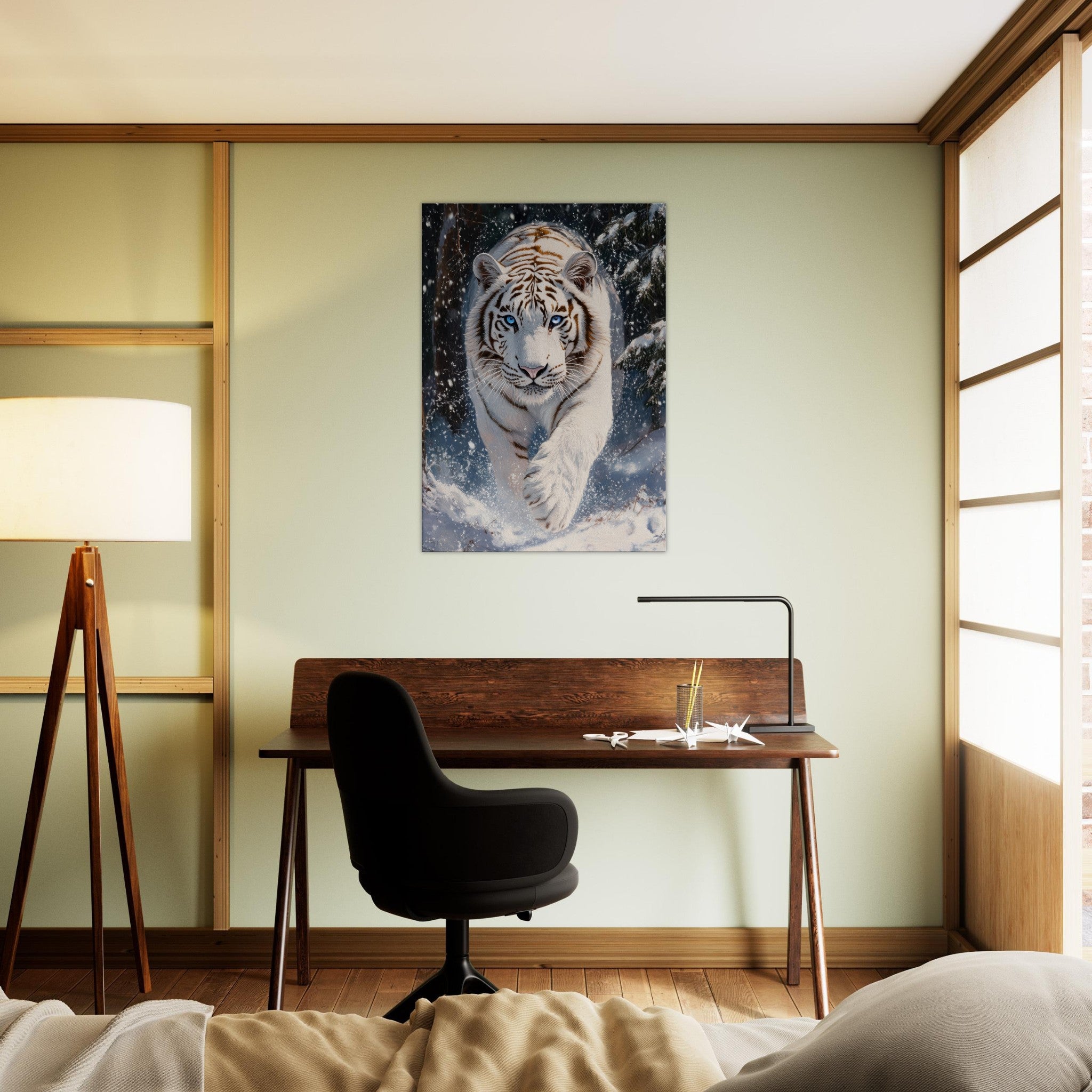 Canvas Portrait - Majestic White Tiger in a Snowy Forest A powerful 3 - Shop Ai Art WebShop - Digital Art online Store