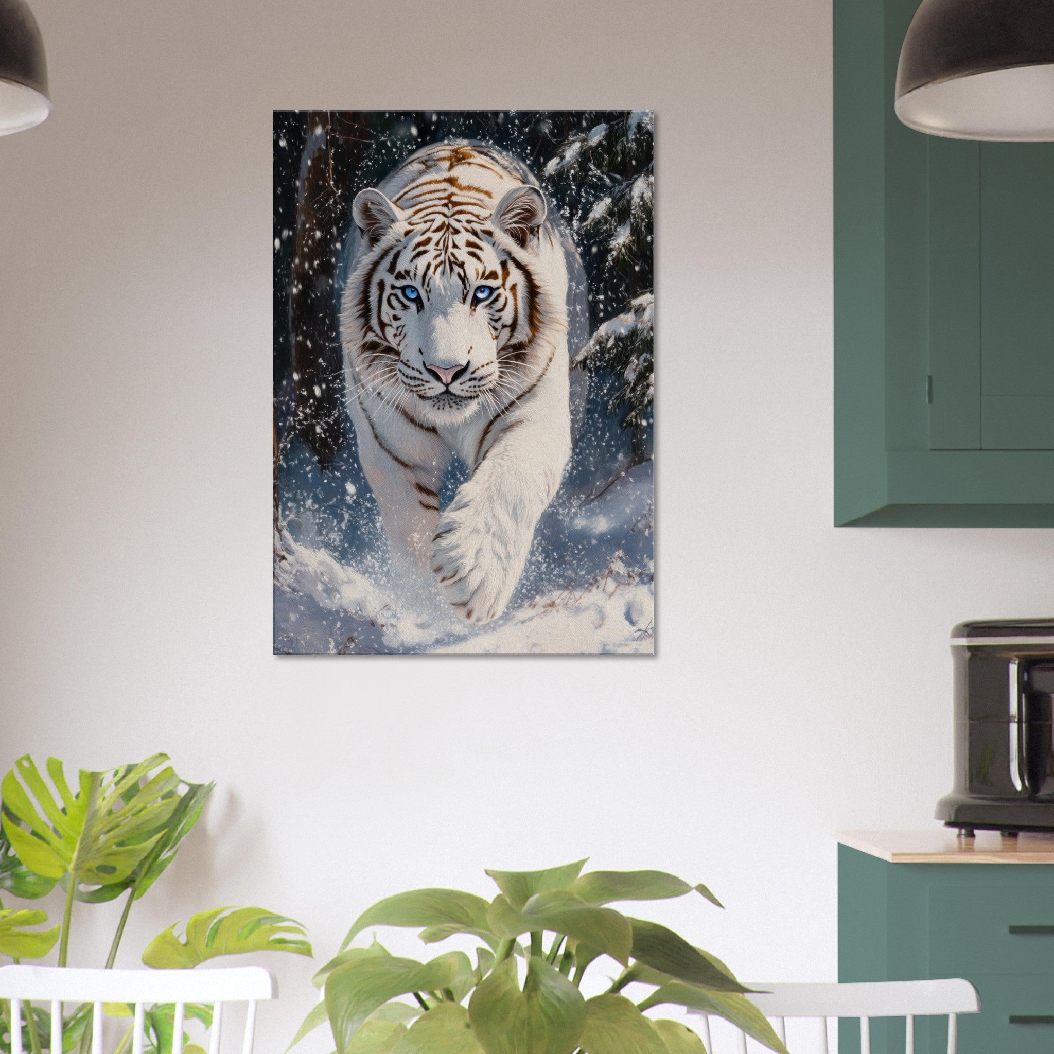 Canvas Portrait - Majestic White Tiger in a Snowy Forest A powerful 3 - Shop Ai Art WebShop - Digital Art online Store