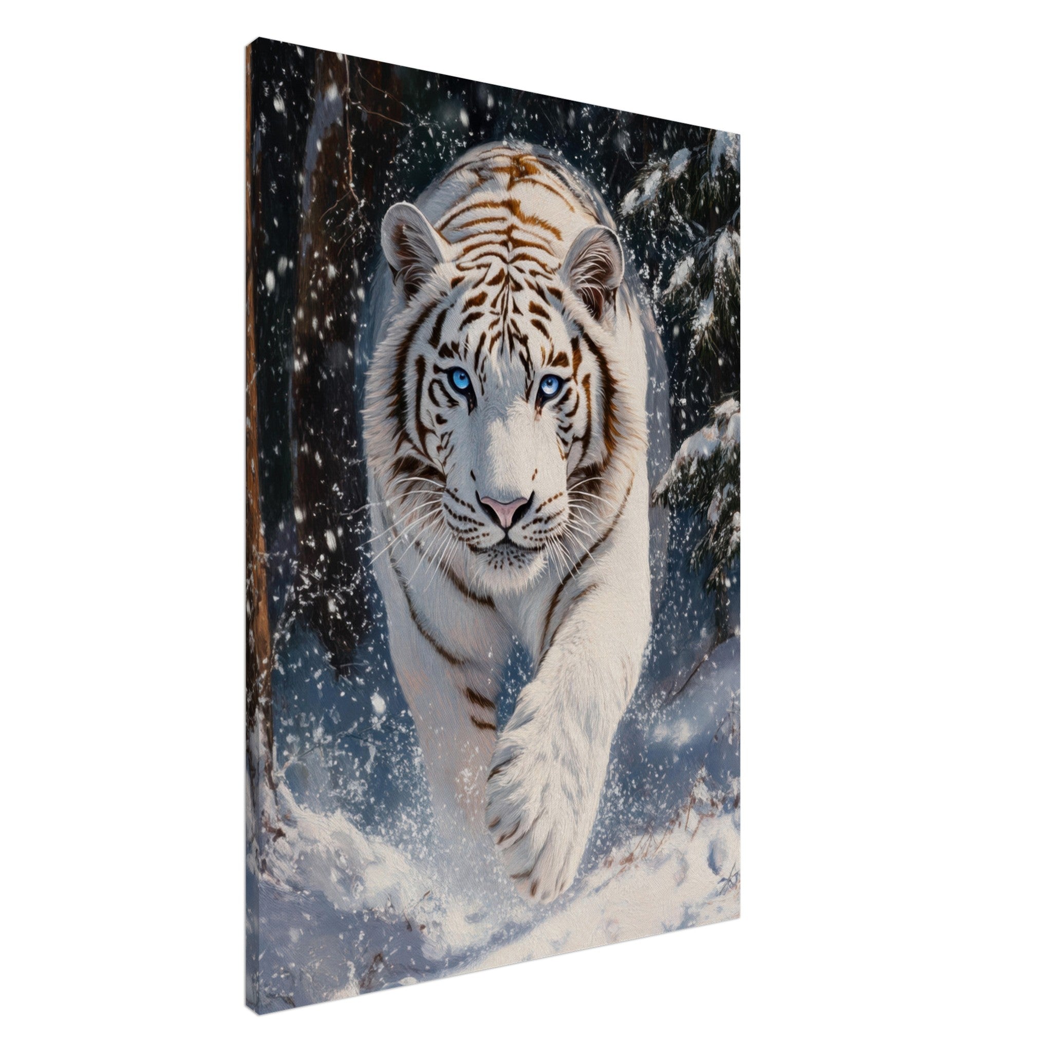 Canvas Portrait - Majestic White Tiger in a Snowy Forest A powerful 3 - Shop Ai Art WebShop - Digital Art online Store